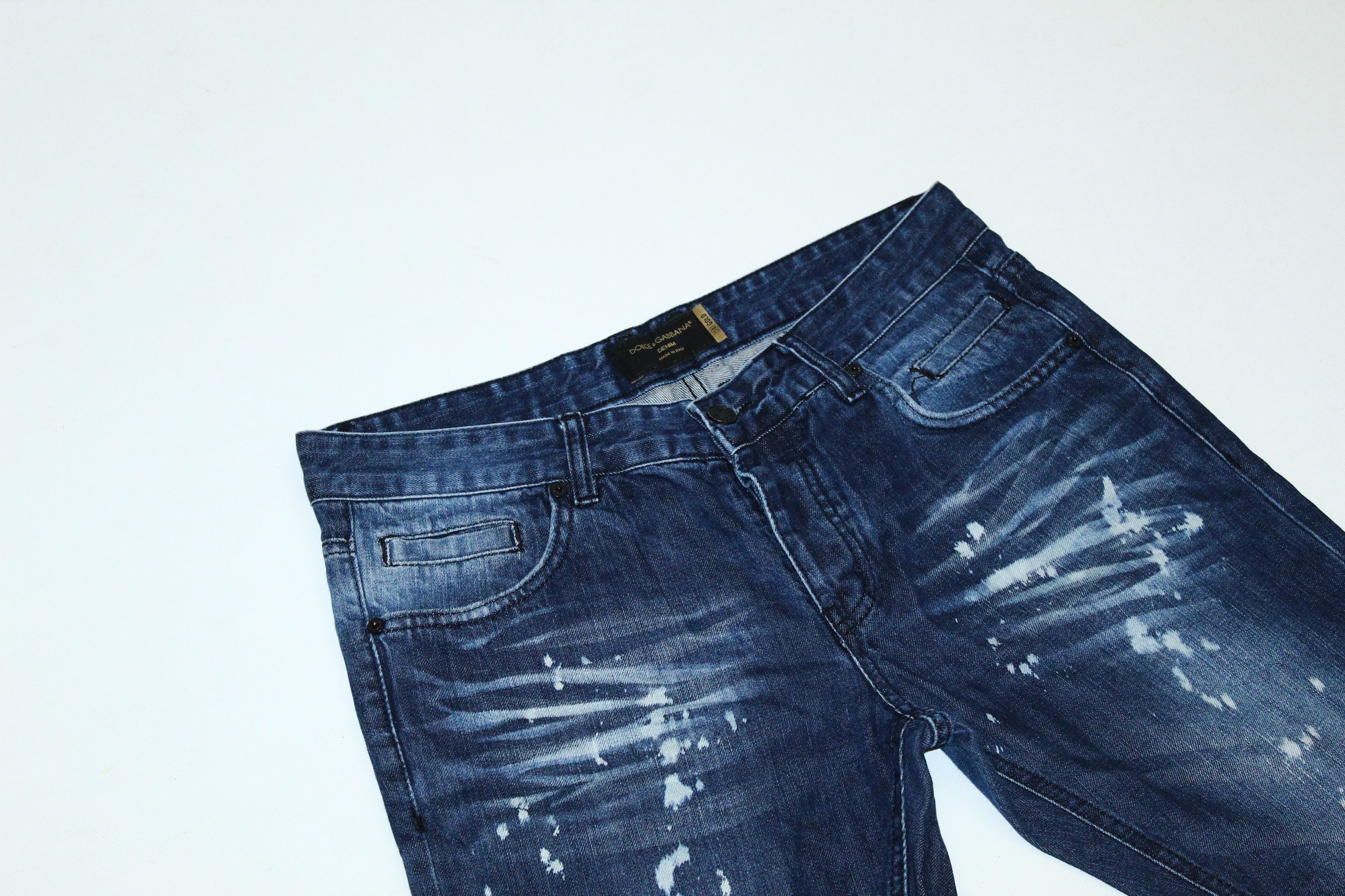 Dolce & Gabbana Y2k🔥D&G 14 Gold Slim fit Crazy Splash Faded Denim Shorts Size US 32 / EU 48 - 3 Thumbnail