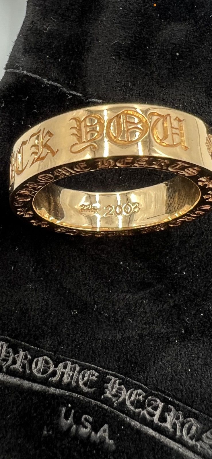 Chrome Hearts Chrome Hearts 22k Gold Fuck You Spacer Ring