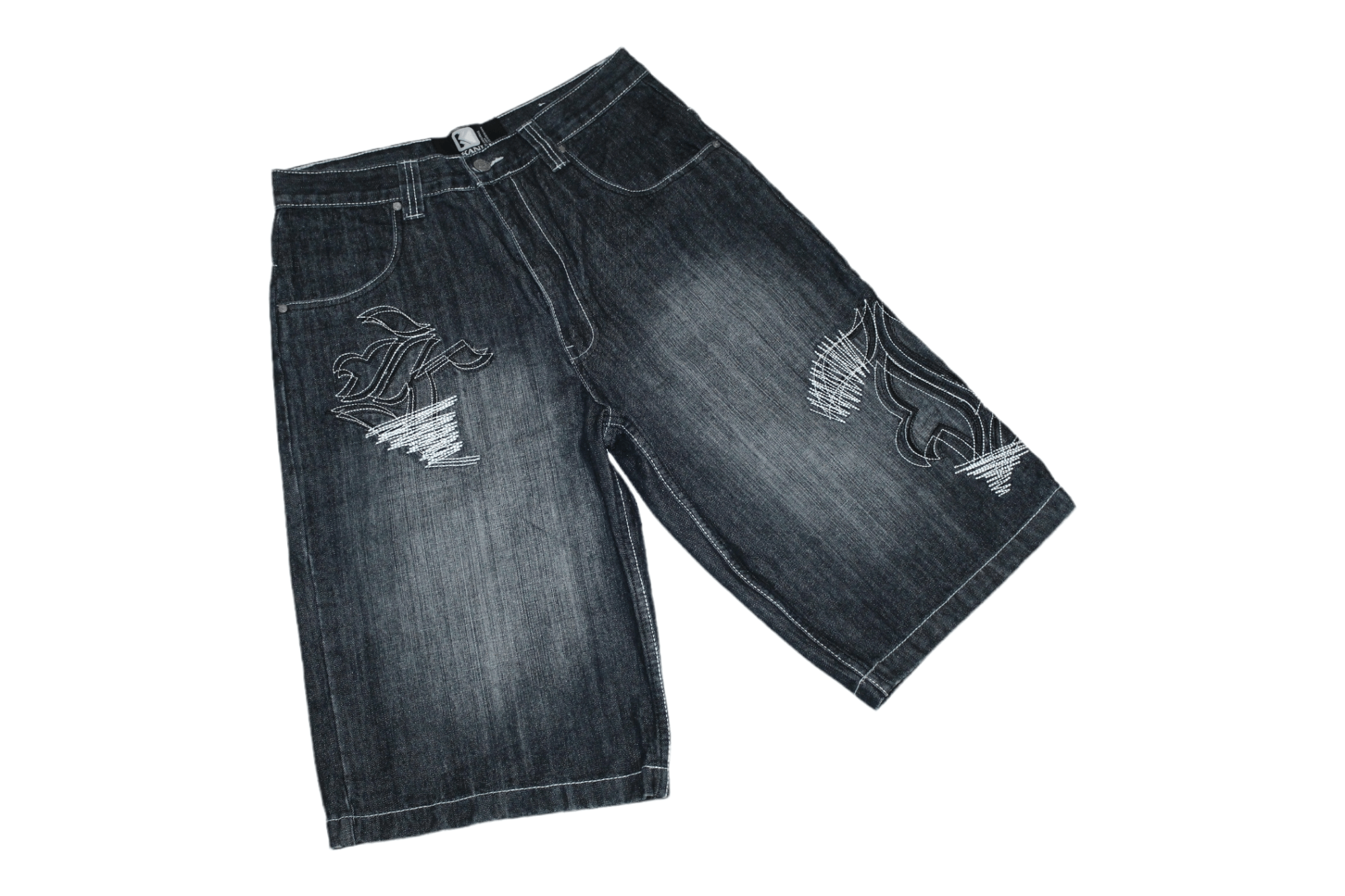 Karl Kani 💥 VTG 90s Karl Kani OG Rips Big Logo Baggy Denim Shorts Size US 32 / EU 48 - 1 Thumbnail