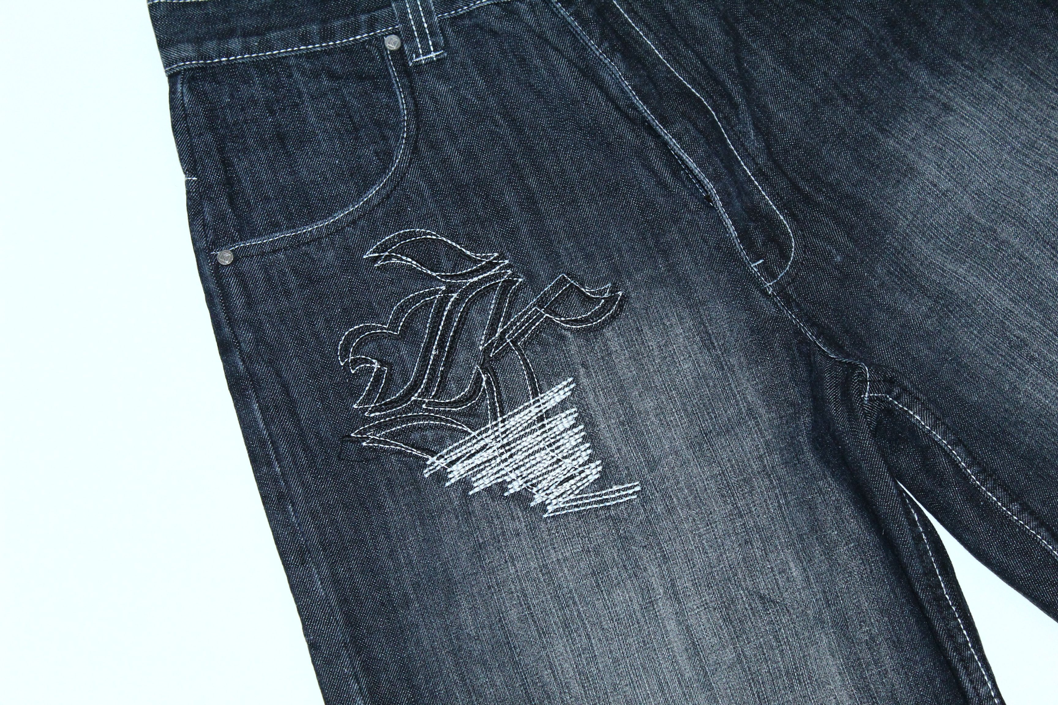 Karl Kani 💥 VTG 90s Karl Kani OG Rips Big Logo Baggy Denim Shorts Size US 32 / EU 48 - 4 Thumbnail