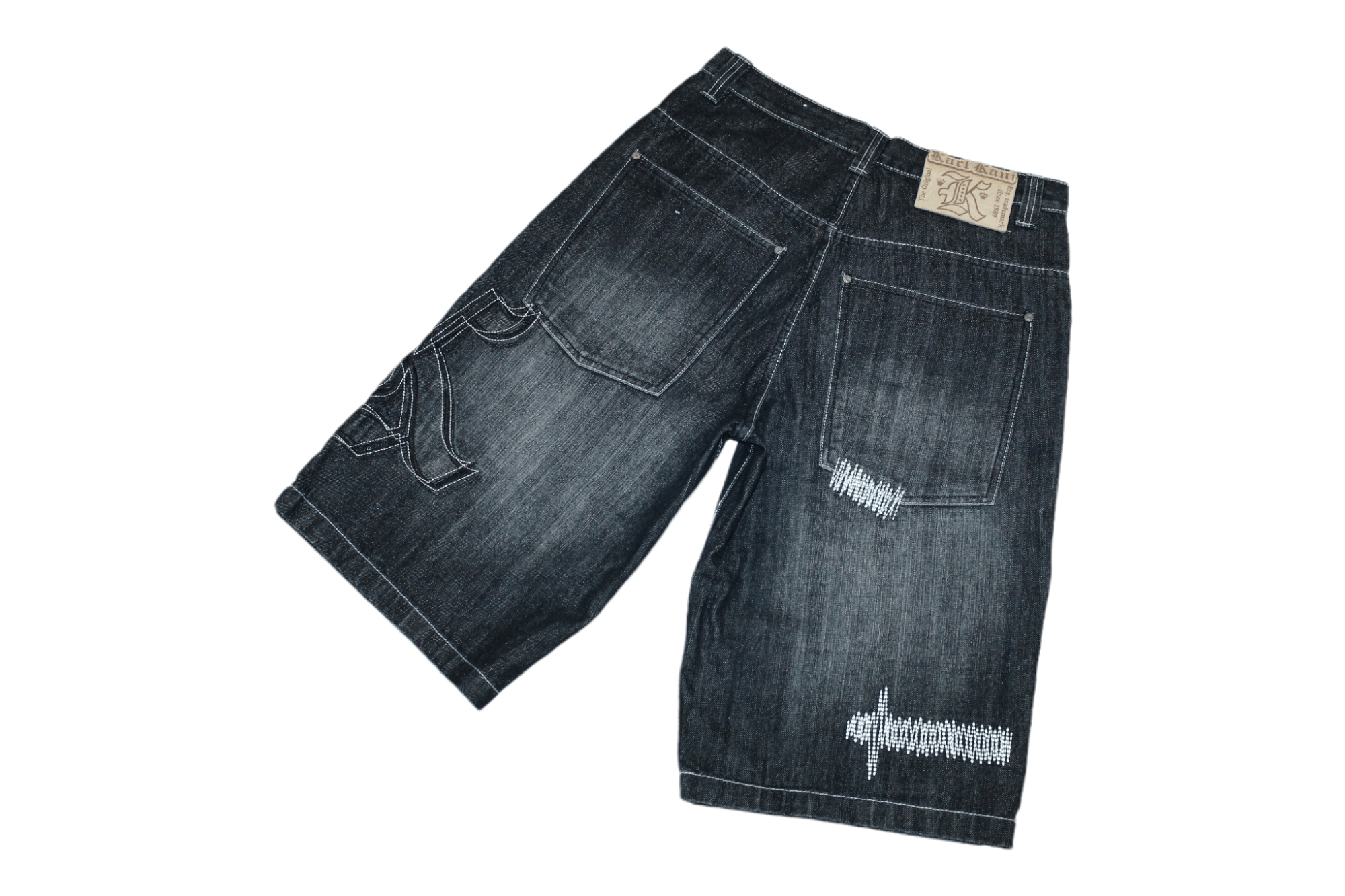Karl Kani 💥 VTG 90s Karl Kani OG Rips Big Logo Baggy Denim Shorts Size US 32 / EU 48 - 2 Thumbnail