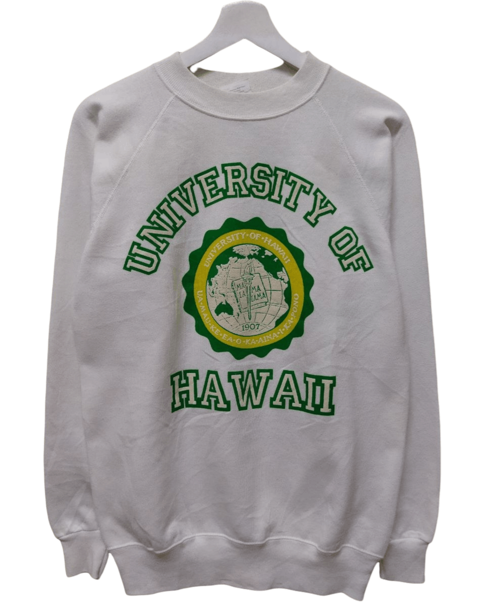 image of American College x Hanes Best Offervintage University Of Hawaii Sweatshirt in White (Size Medium)