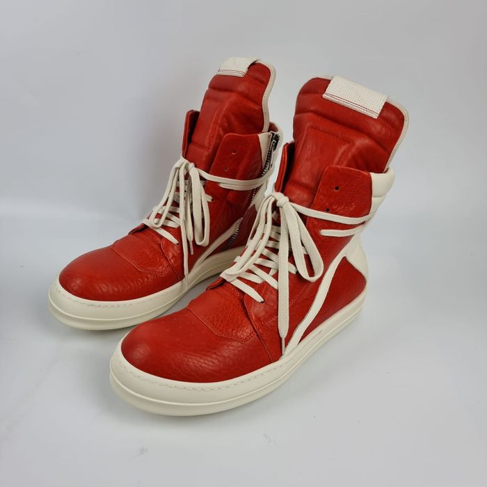 Rick Owens Rick Owens Geobasket Orange/Milk Croc Sneakers New 42 | Grailed