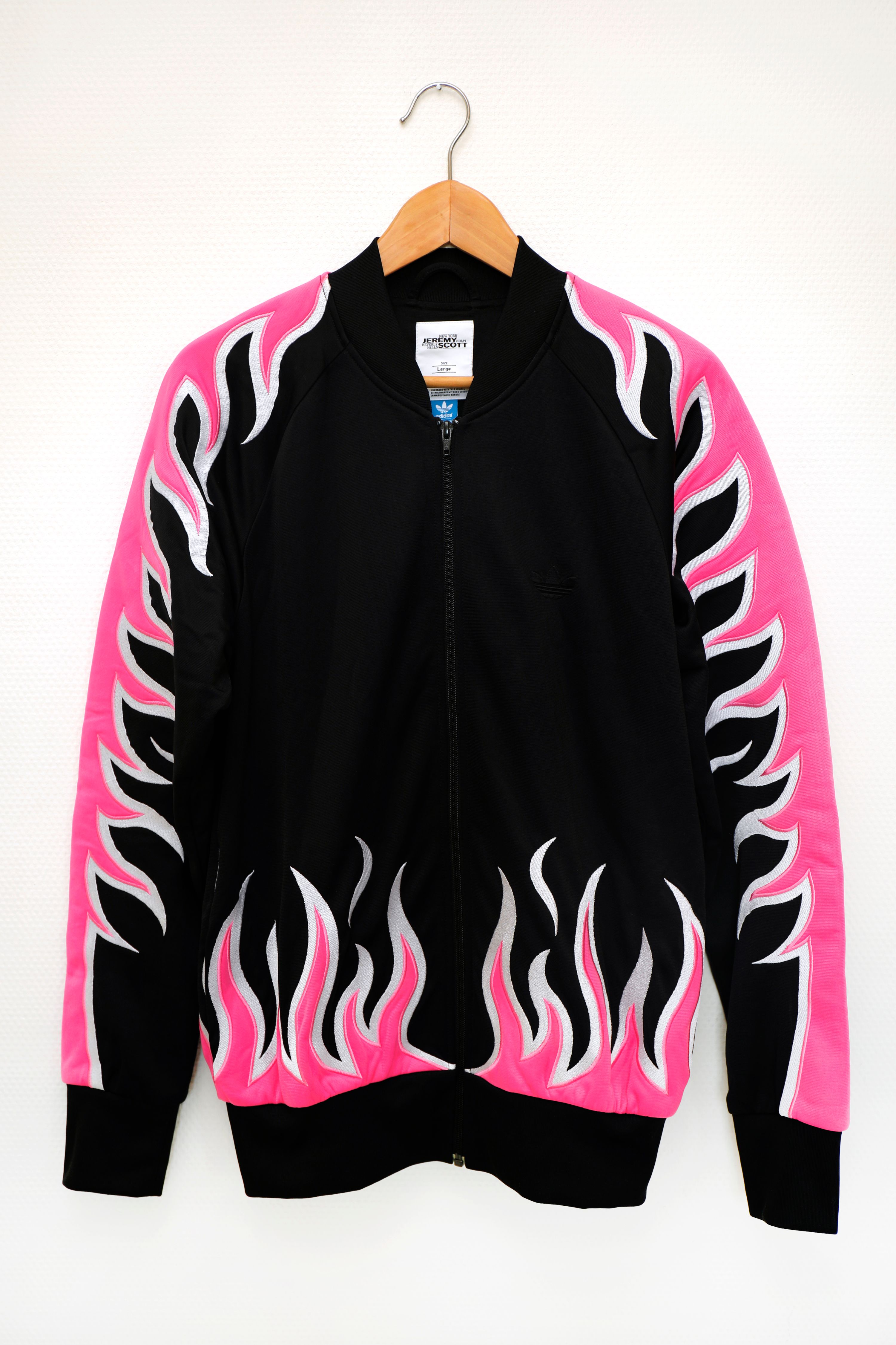 Pre-owned Adidas X Jeremy Scott Bombers Jacket Flame Fire Jeremy Scott For Adidas In Rose