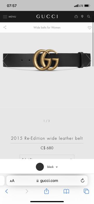 2015 Re Edition Wide Leather Belt in Black - Gucci