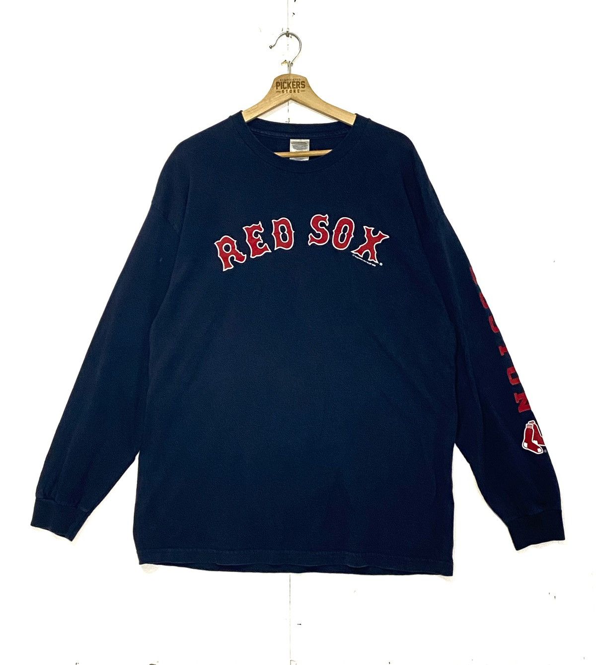 MLB Late 06”s Boston Red Sox Long sleeve Pullover Spellout Size US XL / EU 56 / 4 - 1 Thumbnail