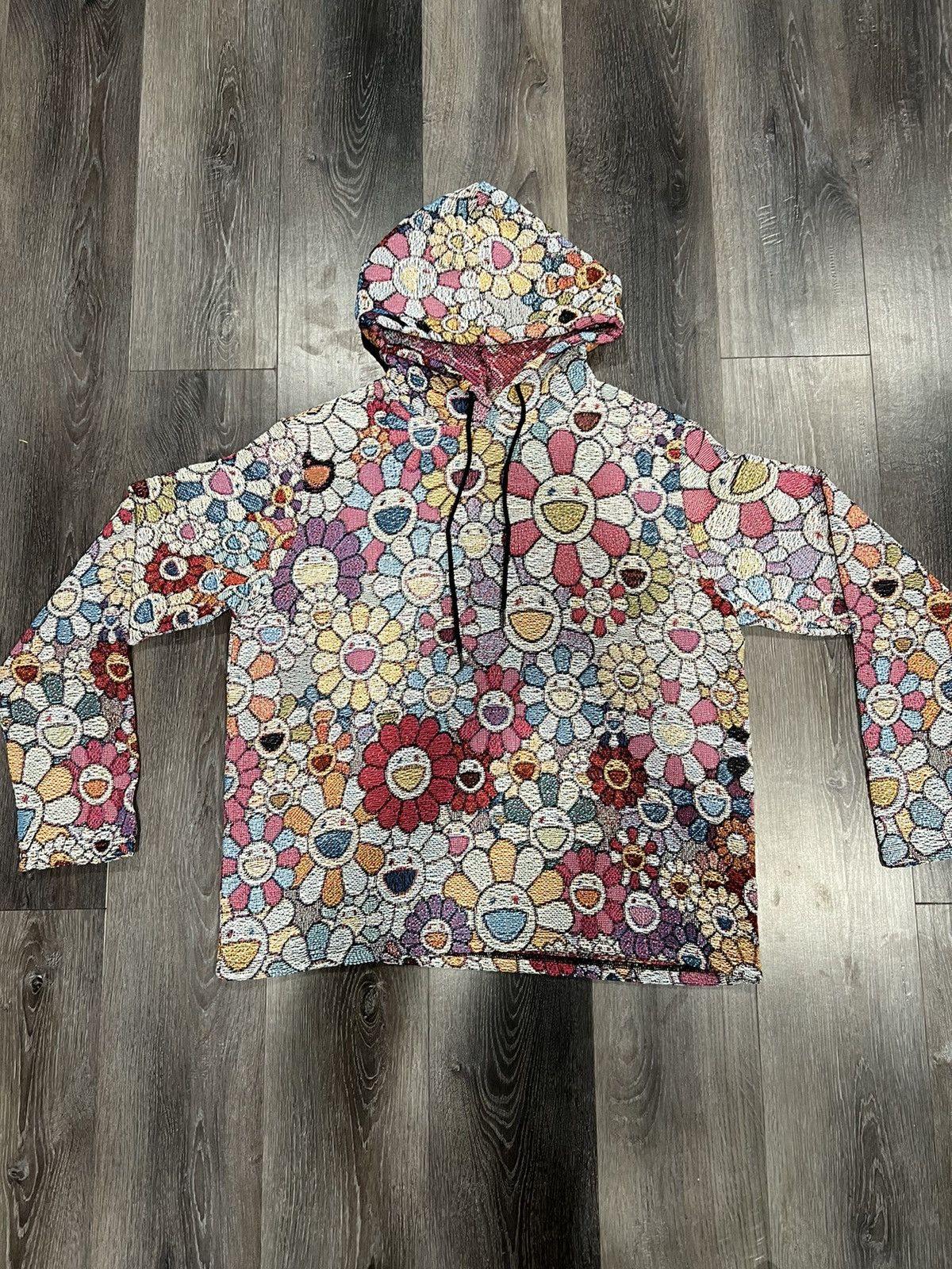Custom Takashi Murakami Flowers Woven Tapestry Hoodie | Grailed