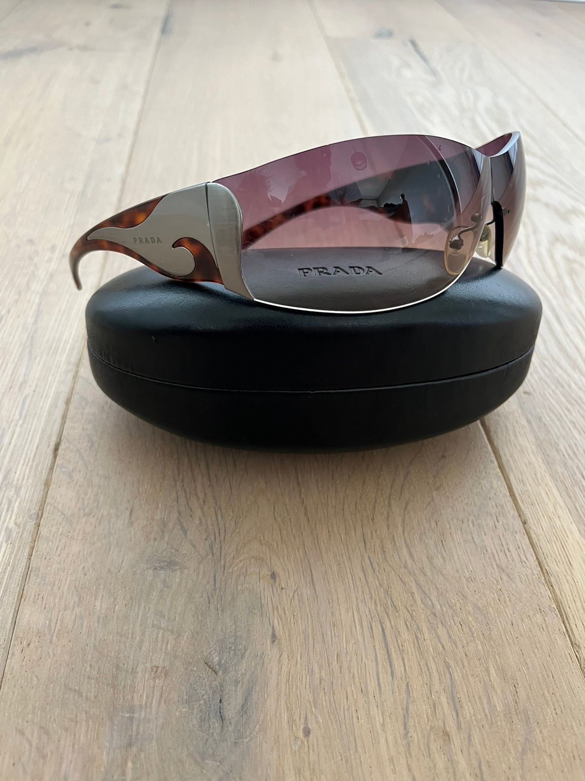 Pre-owned Prada Ss04  Chrome Wave Visor Sunglasses In Brown