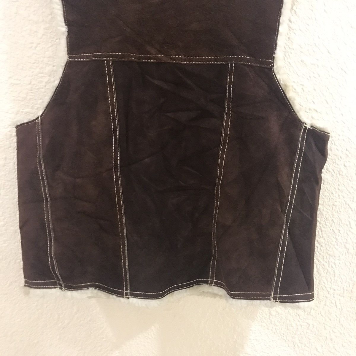 Japanese Brand × Leather × Vintage RARE!!Leather vests lining sherpa jacket Size US M / EU 48-50 / 2 - 6 Thumbnail