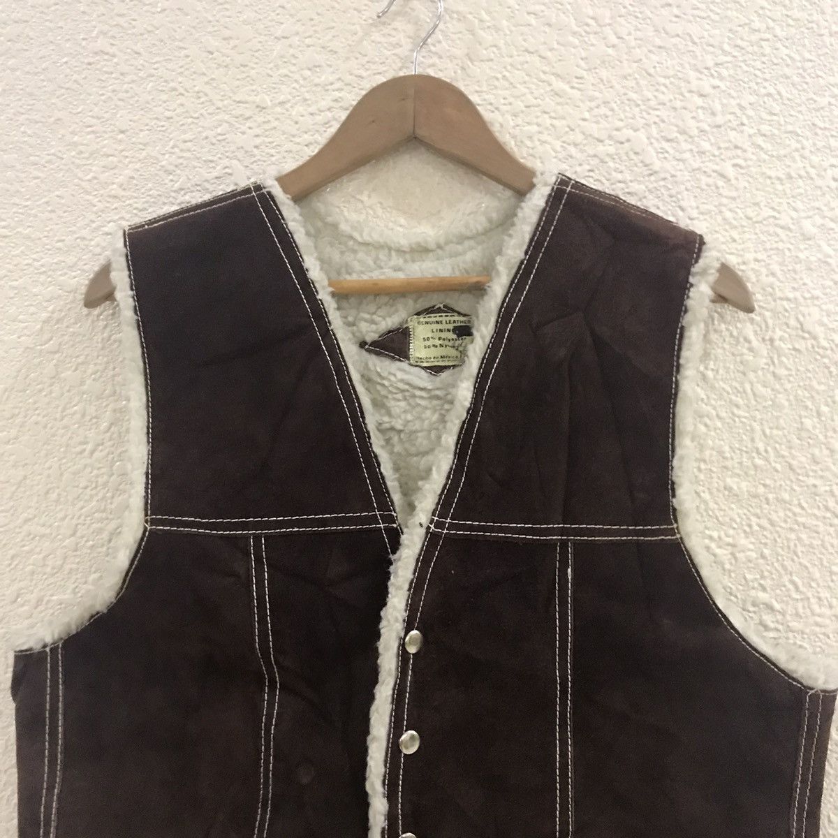 Japanese Brand × Leather × Vintage RARE!!Leather vests lining sherpa jacket Size US M / EU 48-50 / 2 - 3 Thumbnail