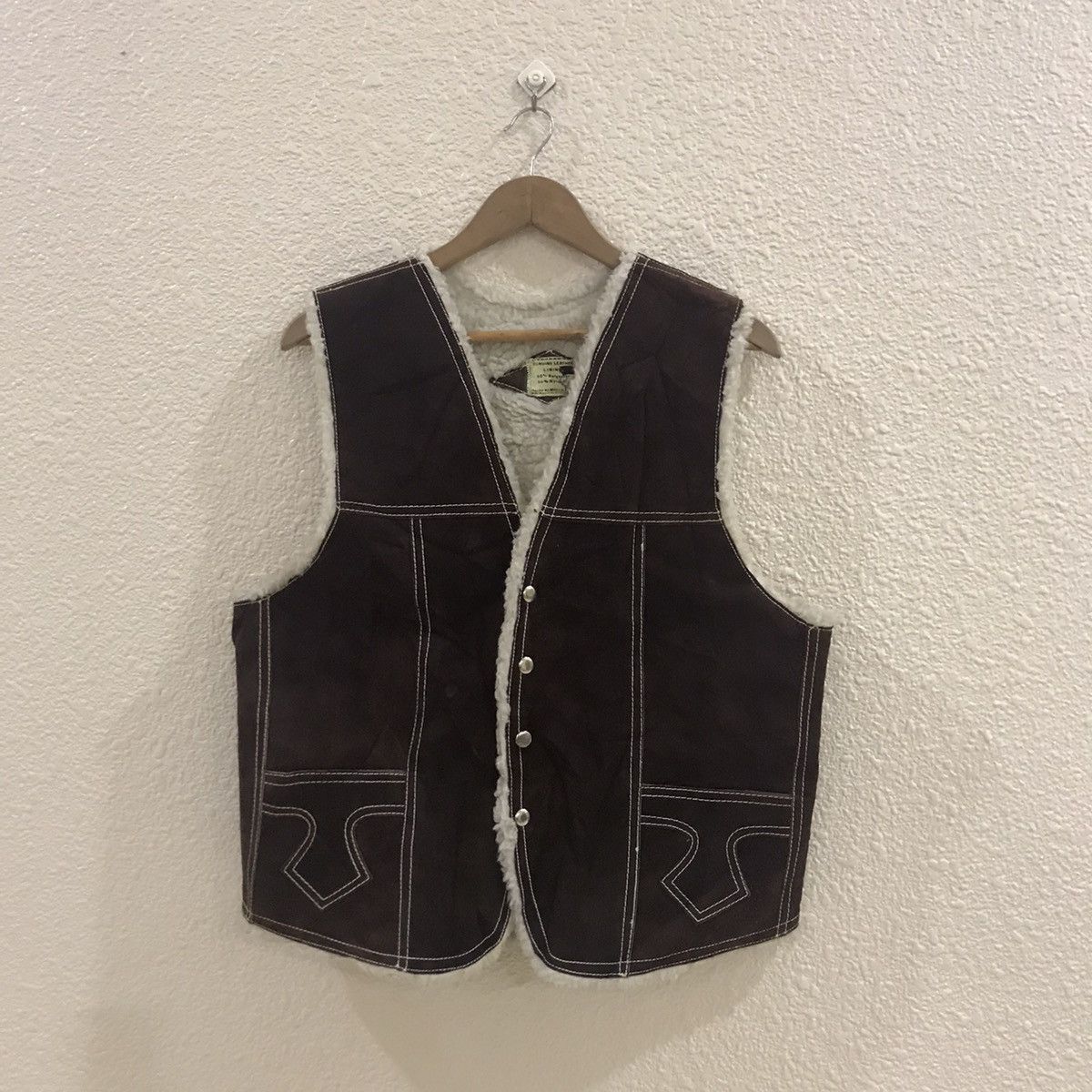 Japanese Brand × Leather × Vintage RARE!!Leather vests lining sherpa jacket Size US M / EU 48-50 / 2 - 1 Thumbnail