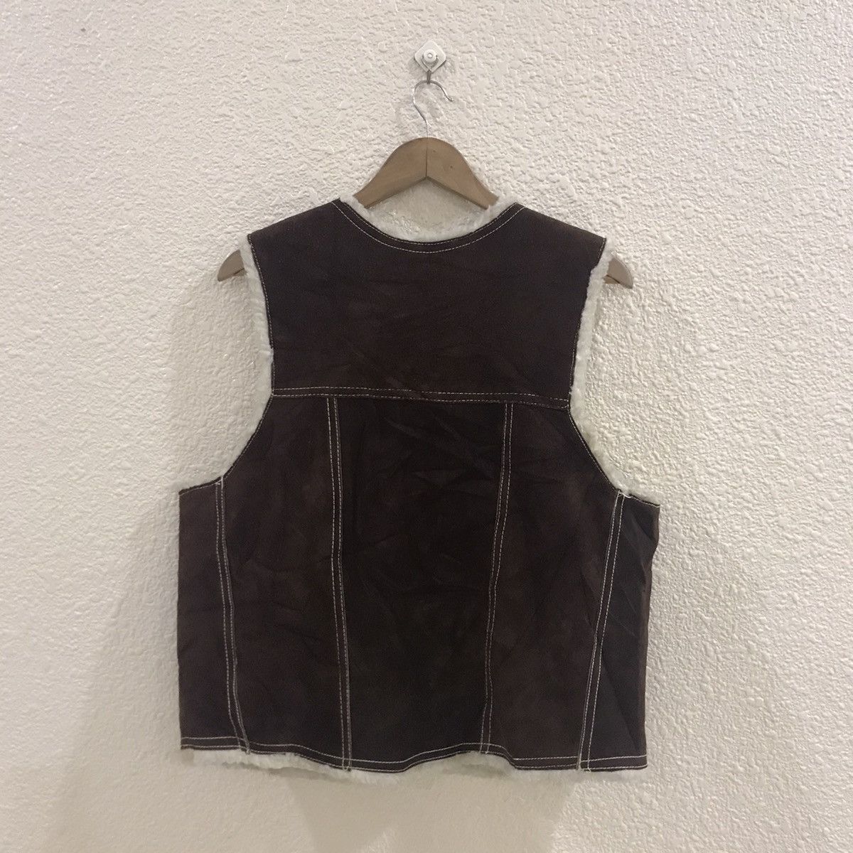 Japanese Brand × Leather × Vintage RARE!!Leather vests lining sherpa jacket Size US M / EU 48-50 / 2 - 2 Thumbnail