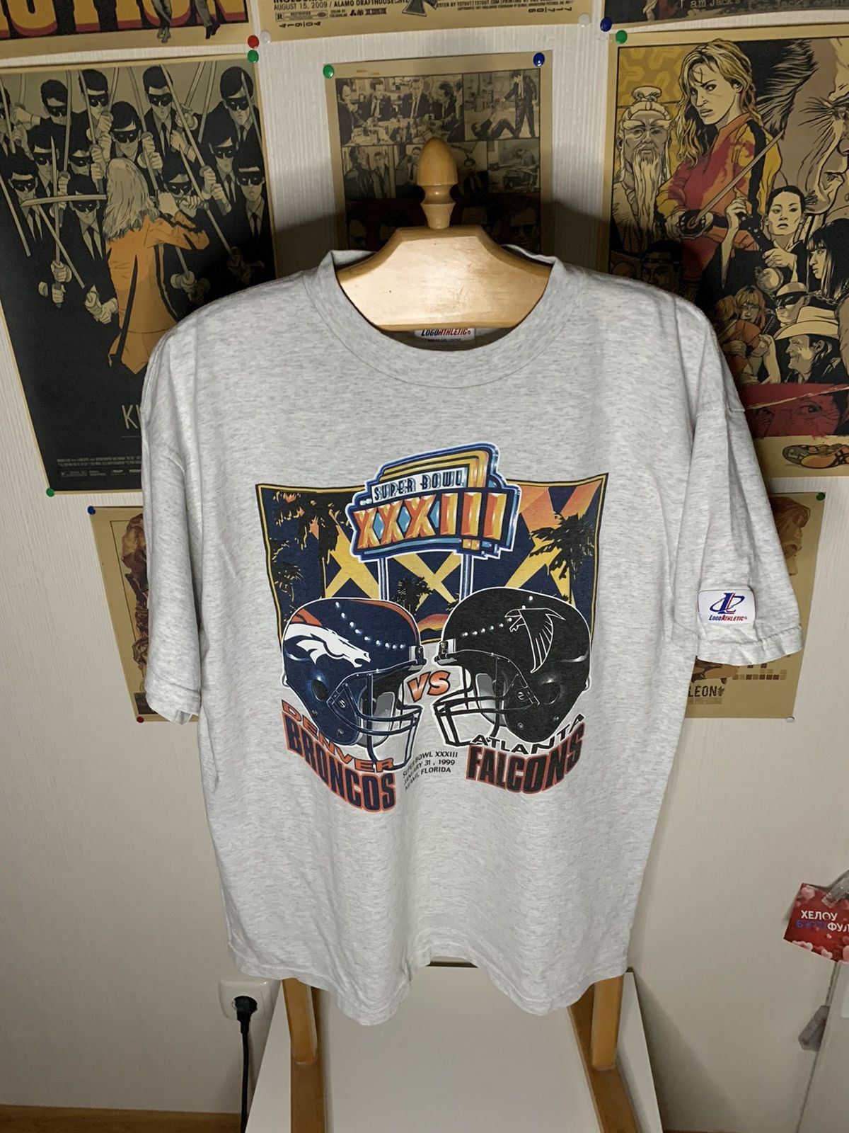 ⚜️ VINTAGE LOGO ATHLETIC 1999 SUPERBOWL FALCONS VS BRONCOS GAME