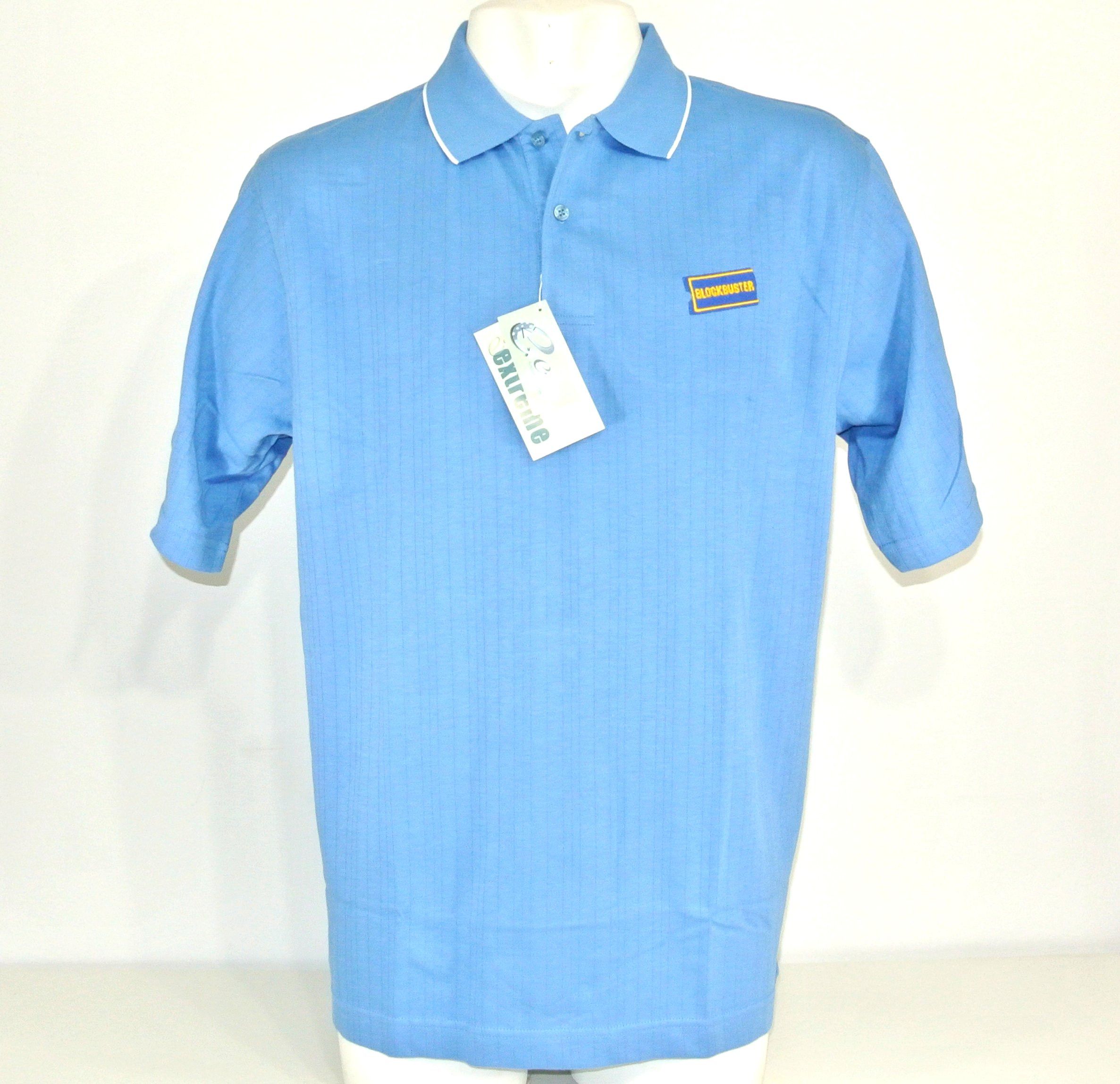 Blockbuster Video Vintage Employee Uniform Polo Shirt Blue