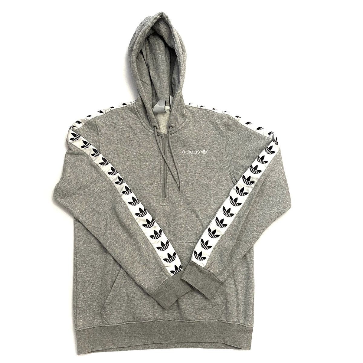 Adidas Adidas tape hoodie in grey half zip lampas trefoil logo Grailed