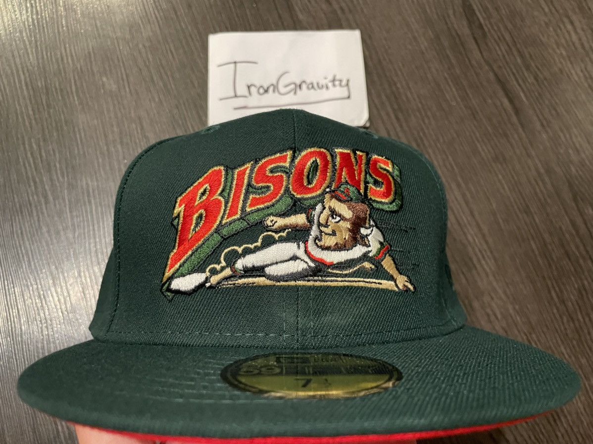 MLB × New Era × Topperz 7 1/2 Topperz Exclusive Bisons Green Prime Fitted Hat Size ONE SIZE - 2 Thumbnail
