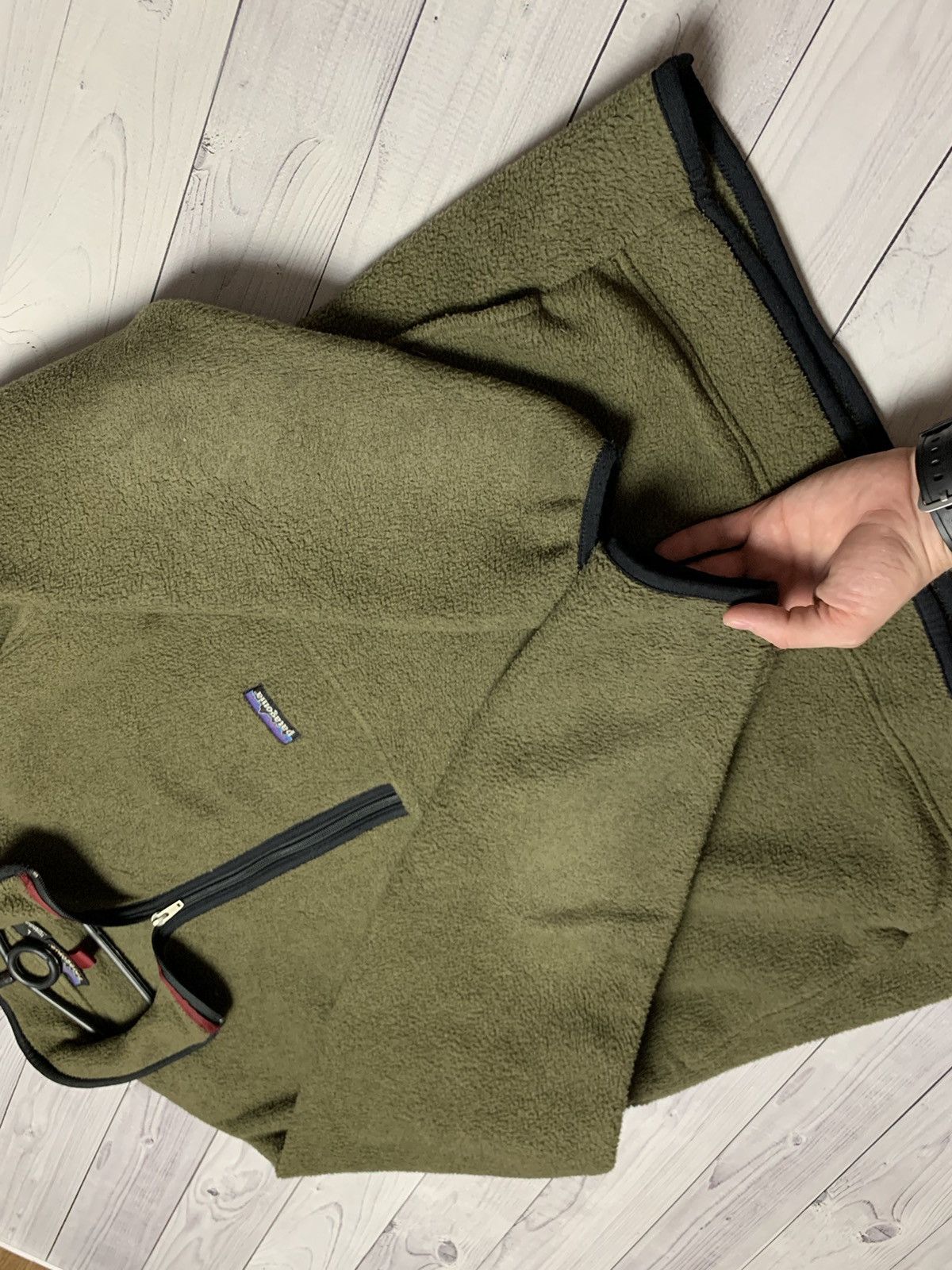 Patagonia × Vintage Vintage Patagonia Synchilla size L khaki Size US L / EU 52-54 / 3 - 8 Thumbnail