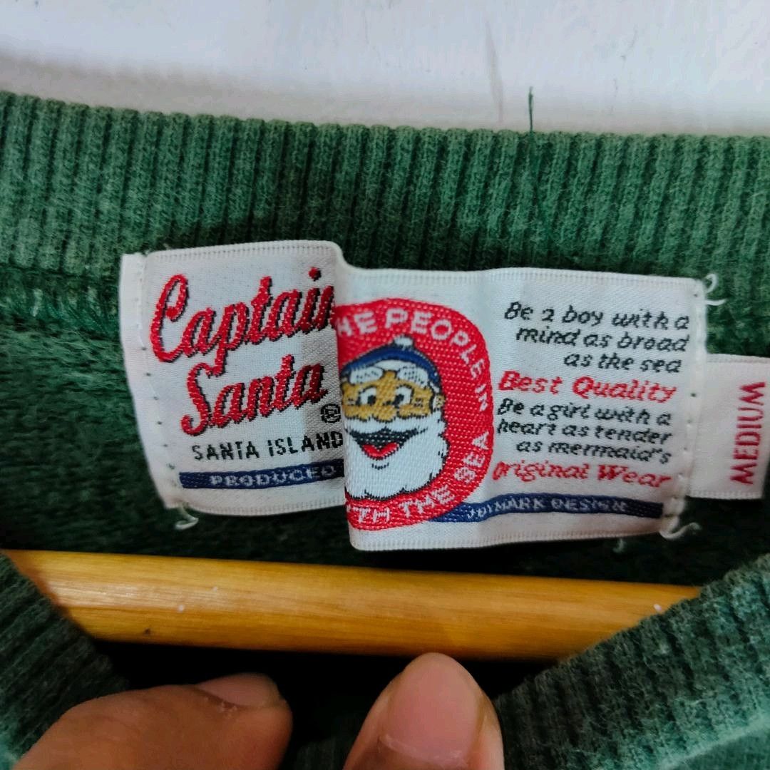 Vintage CAPTAIN SANTA Sport Club Big Printed on Sleeve Sweatshirt Size US L / EU 52-54 / 3 - 5 Thumbnail