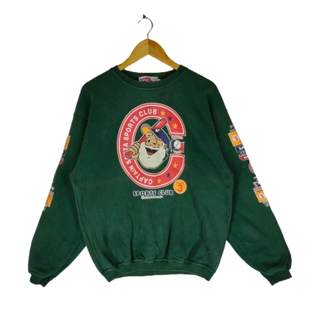 Vintage CAPTAIN SANTA Sport Club Big Printed on Sleeve Sweatshirt Size US L / EU 52-54 / 3 - 1 Thumbnail
