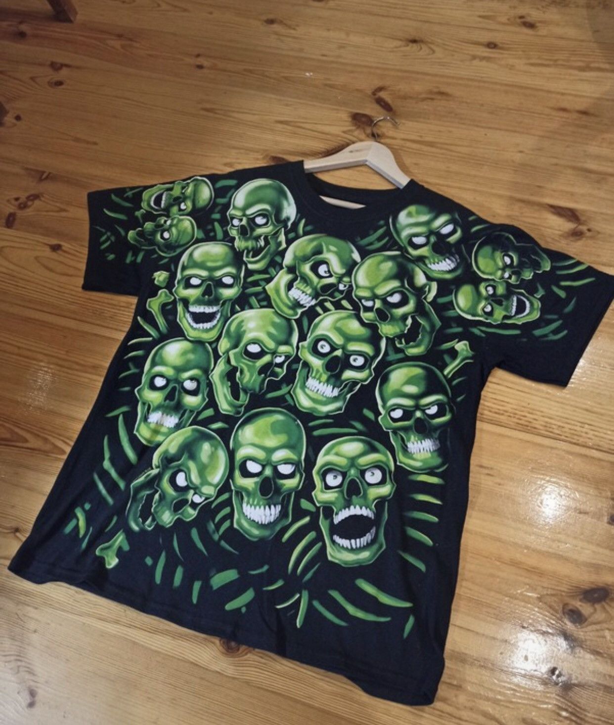 Other Very Rare Skull Tee green Liquid blue 90s Large Size US L / EU 52-54 / 3 - 1 Thumbnail