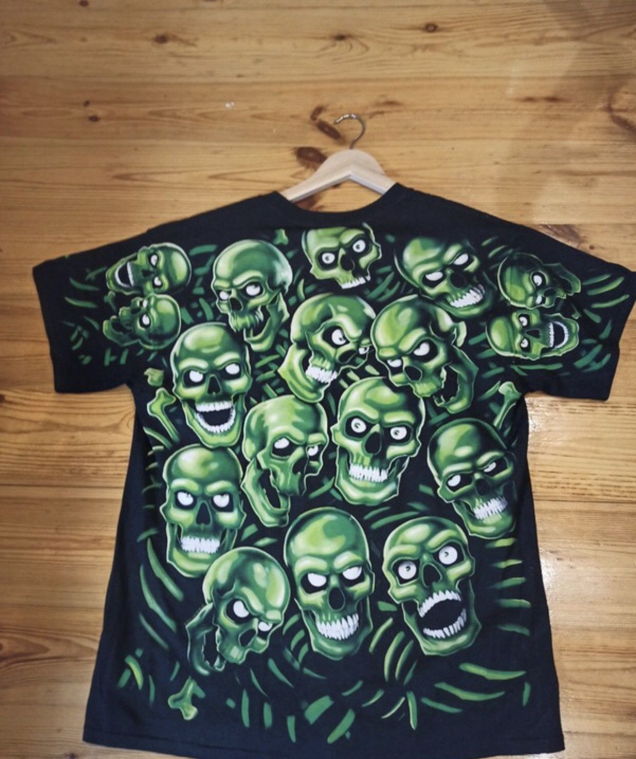 Other Very Rare Skull Tee green Liquid blue 90s Large Size US L / EU 52-54 / 3 - 3 Thumbnail