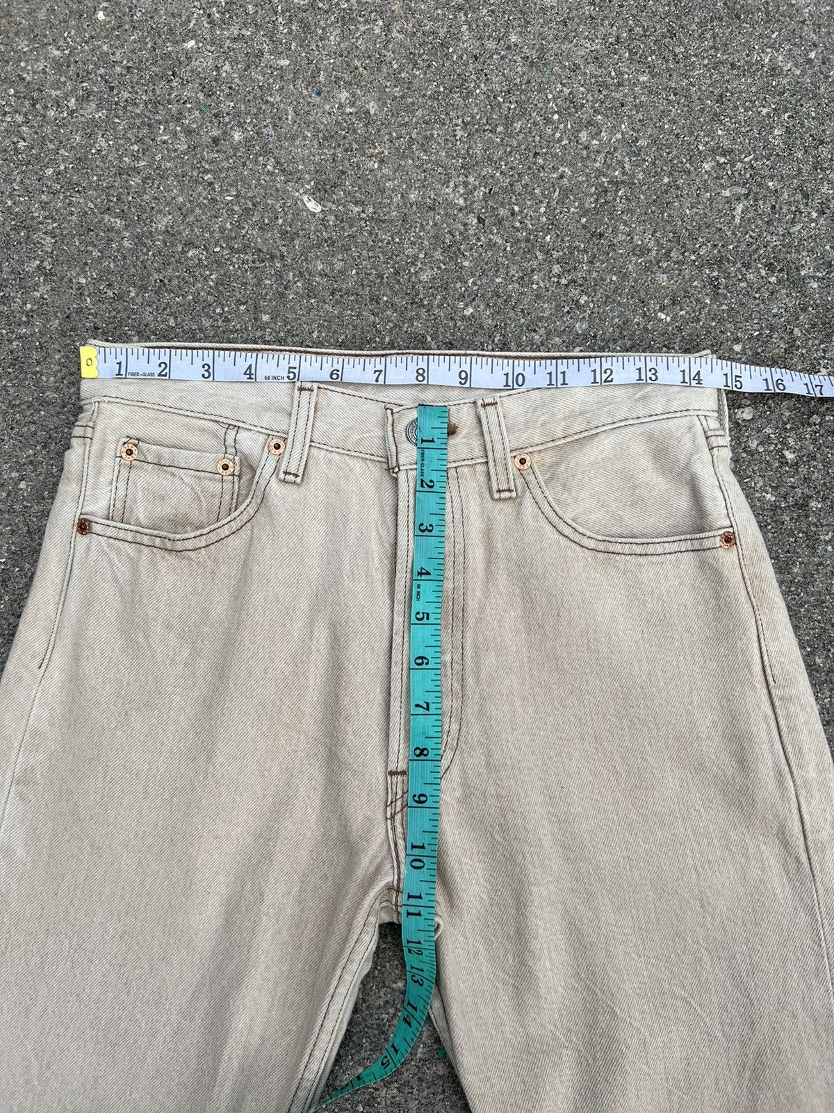Levi's Vintage 1996 Levi’s 501 Fade Cream Denim Jeans Size US 29 - 2 Thumbnail