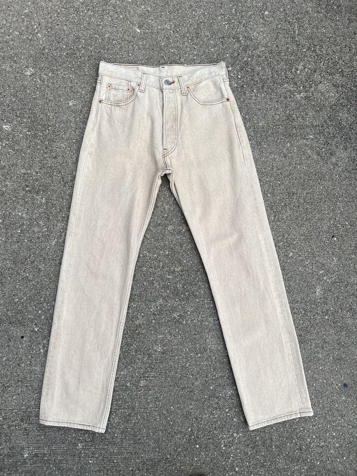 Levi's Vintage 1996 Levi’s 501 Fade Cream Denim Jeans Size US 29 - 1 Thumbnail