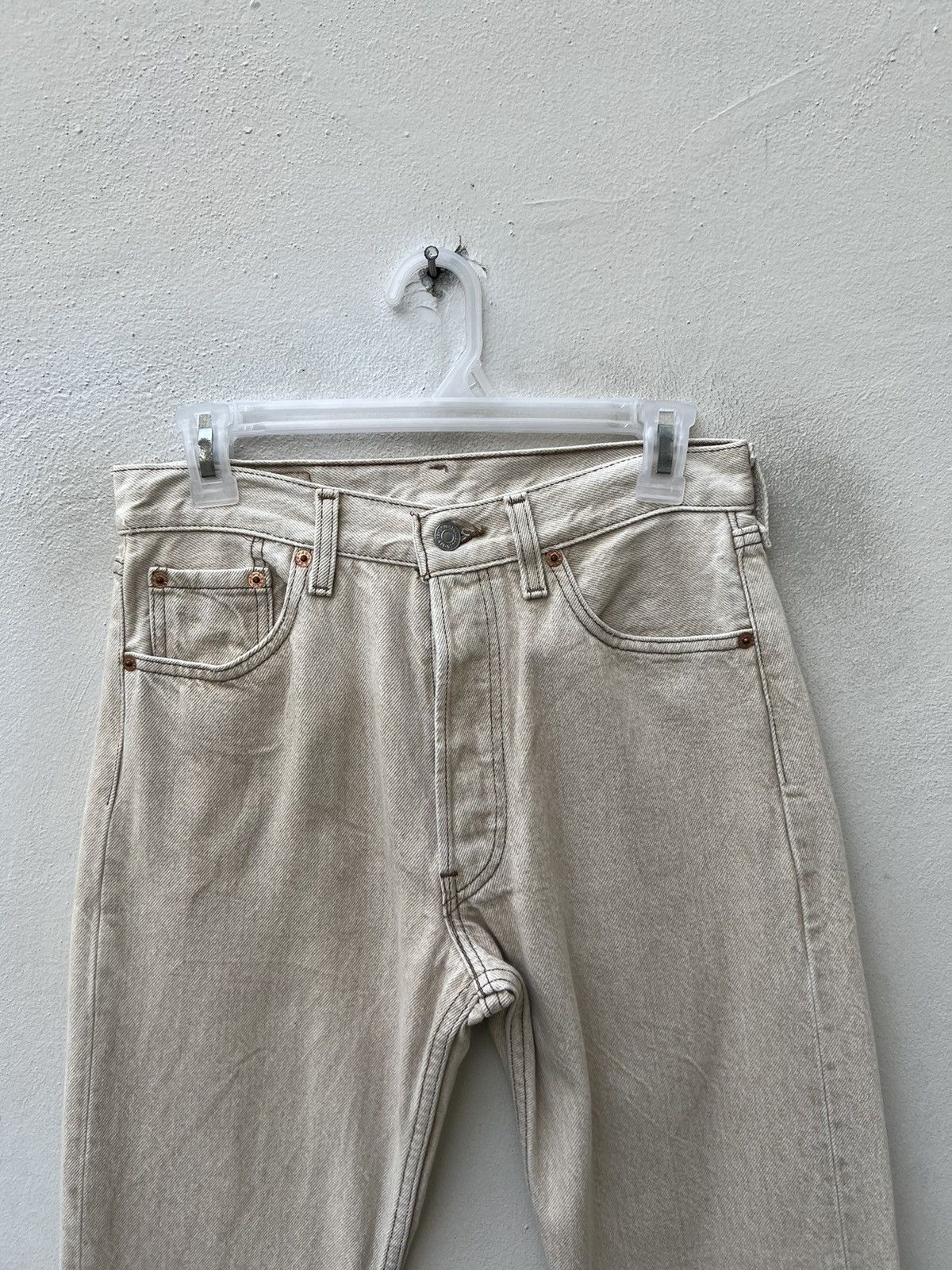 Levi's Vintage 1996 Levi’s 501 Fade Cream Denim Jeans Size US 29 - 7 Thumbnail