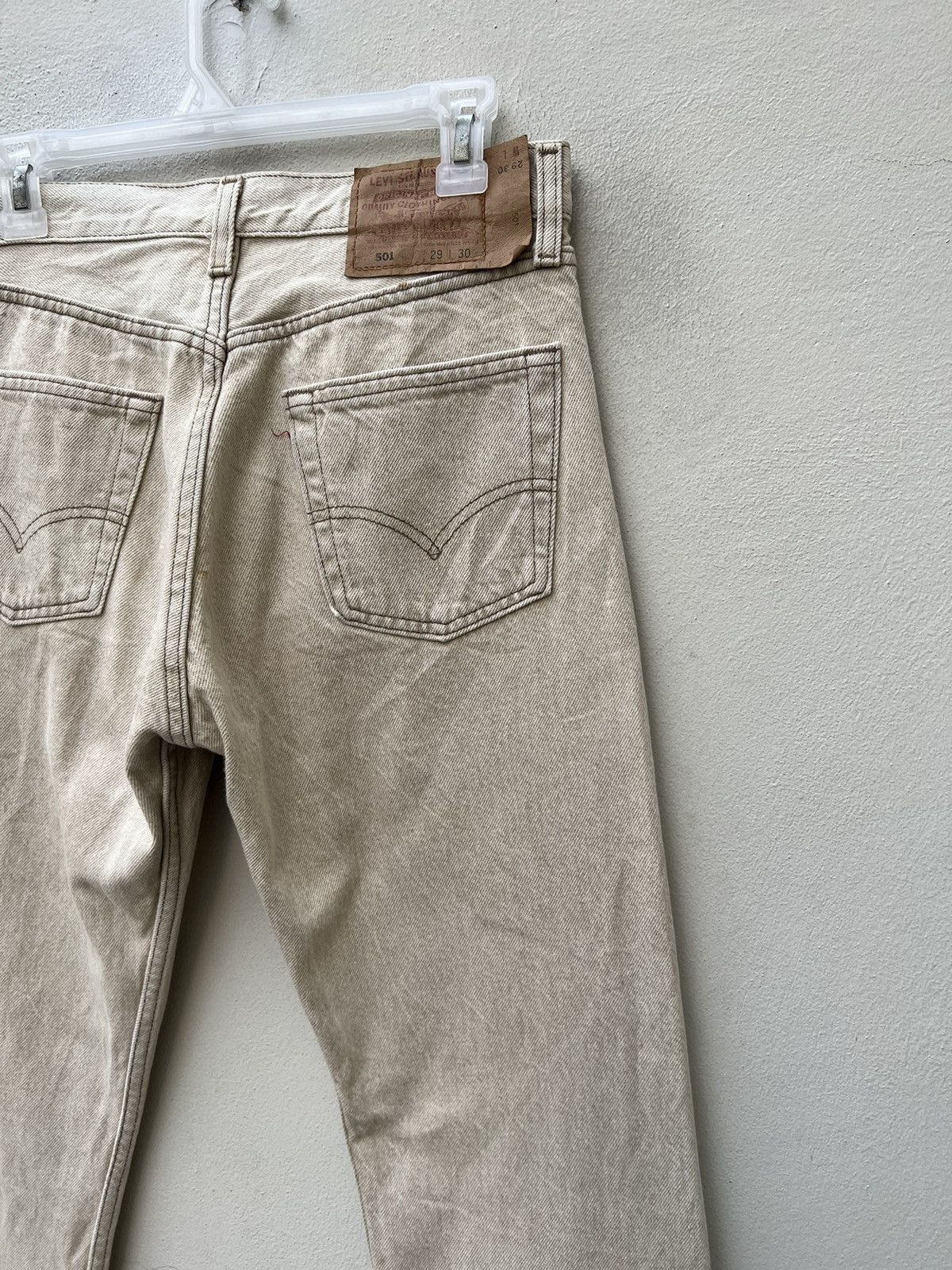 Levi's Vintage 1996 Levi’s 501 Fade Cream Denim Jeans Size US 29 - 18 Thumbnail