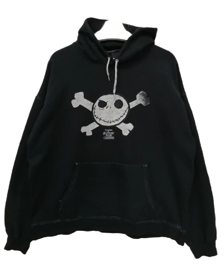 image of Archival Clothing x Movie Vintage Tim Burton's Nightmare Before Christmas Hoodie in Black (Size 2XL