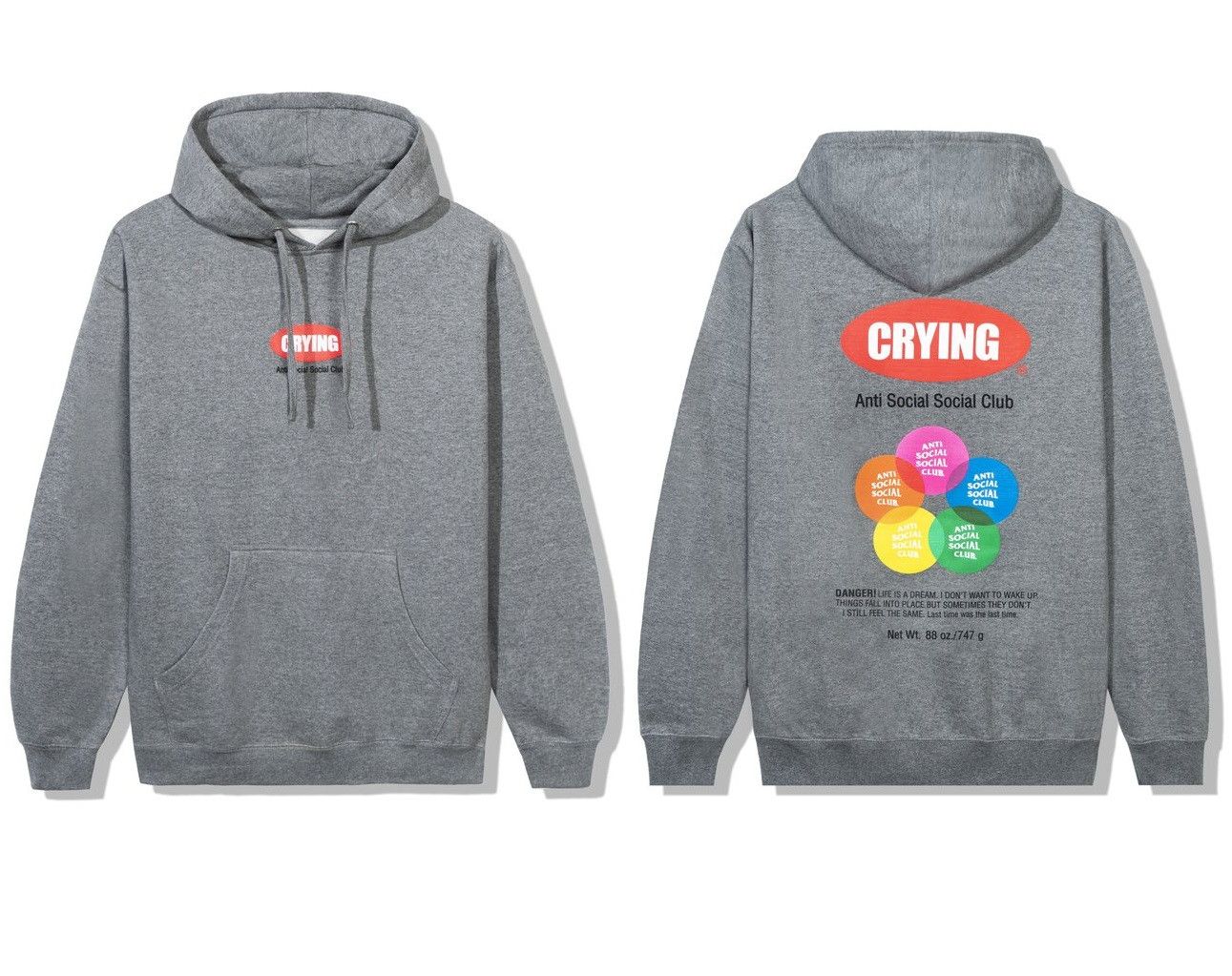 DS White ASSC Crying Toy with me Grey Hoodie BAPE KITH KAWS