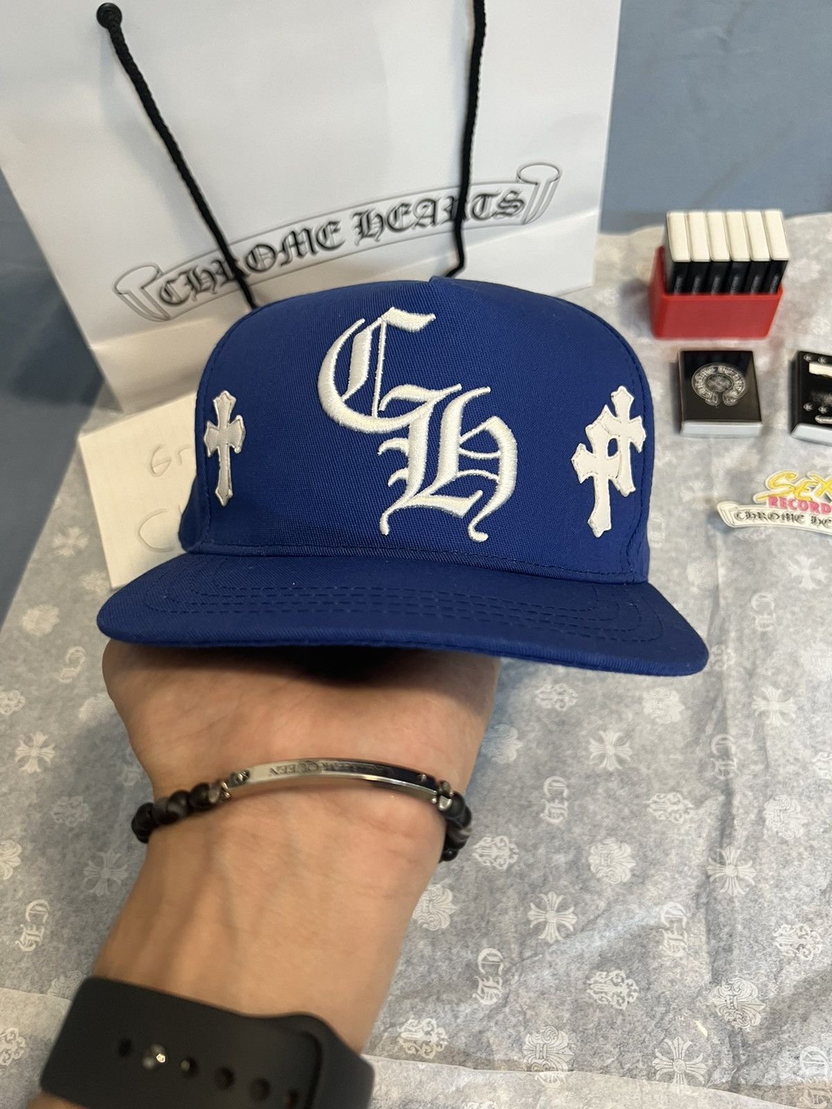 Chrome Hearts Cross Patch Baseball Hat 'Blue