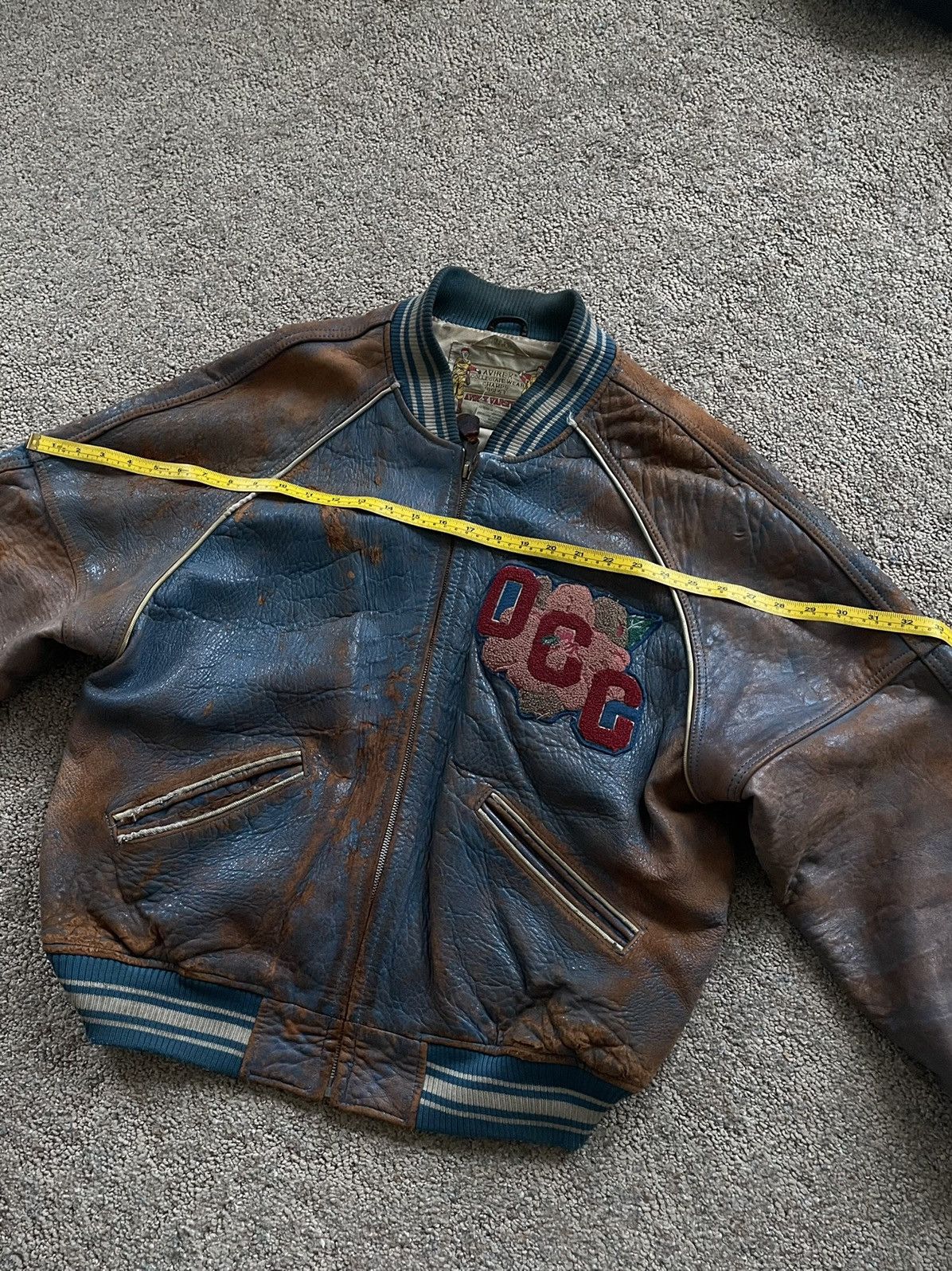 AVIREX leather varsity jacket faded