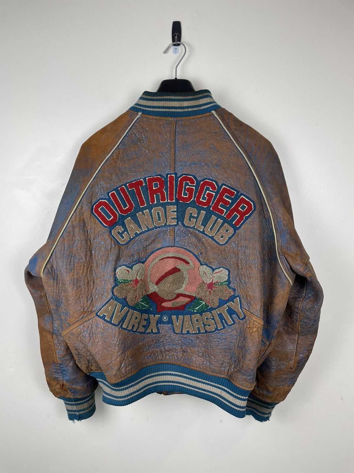 ジャケット・アウター AVIREX leather varsity jacket faded AVIREX