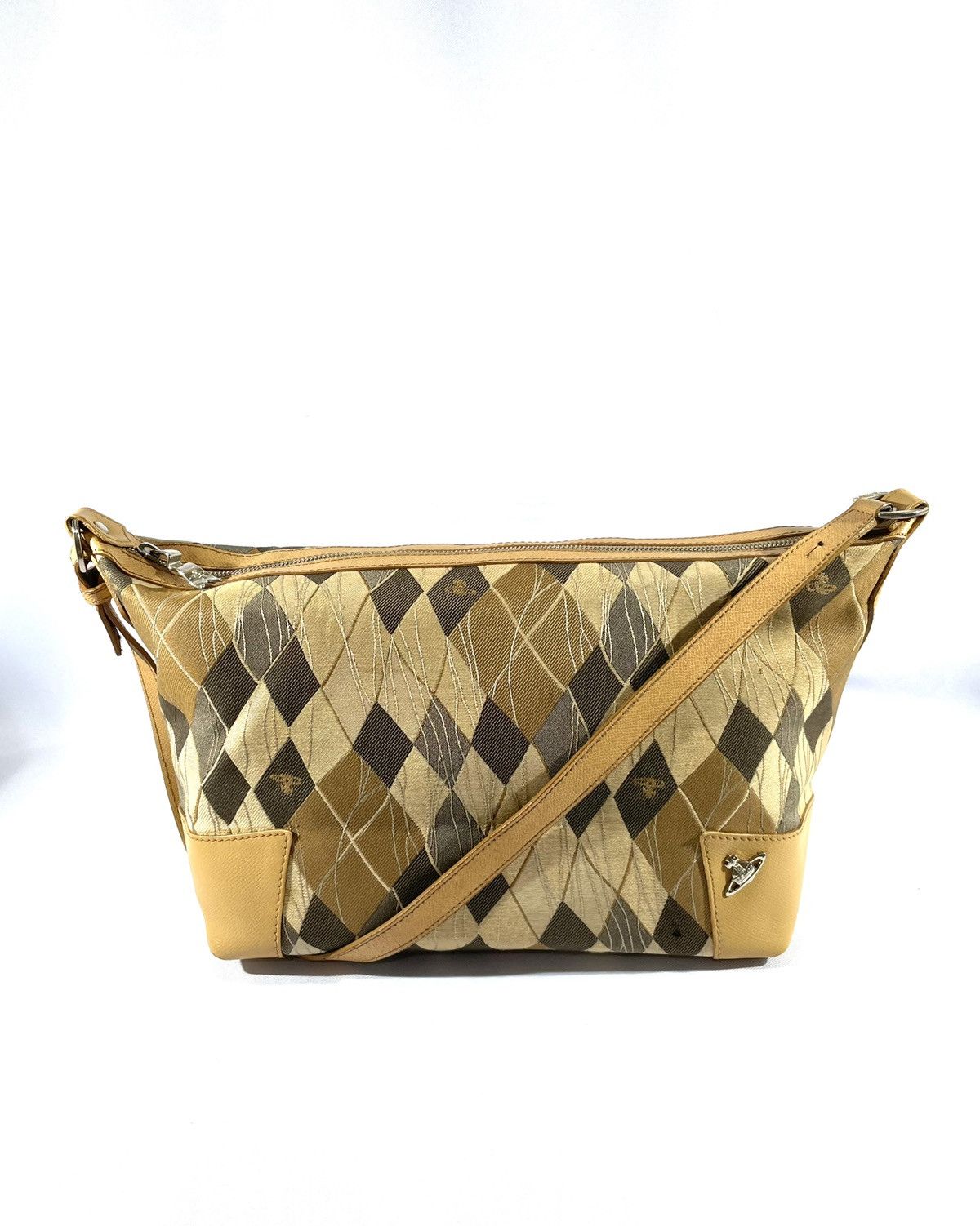 Vivienne Westwood Vintage Tartan Argyle Crossbody Bag Large in Beige, Men's