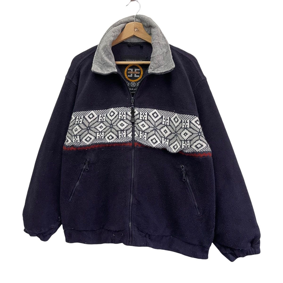 Aran Isles Knitwear Vintage 90s Leyton House Racing Team Fullzip Fleece Size L Size US L / EU 52-54 / 3 - 3 Thumbnail