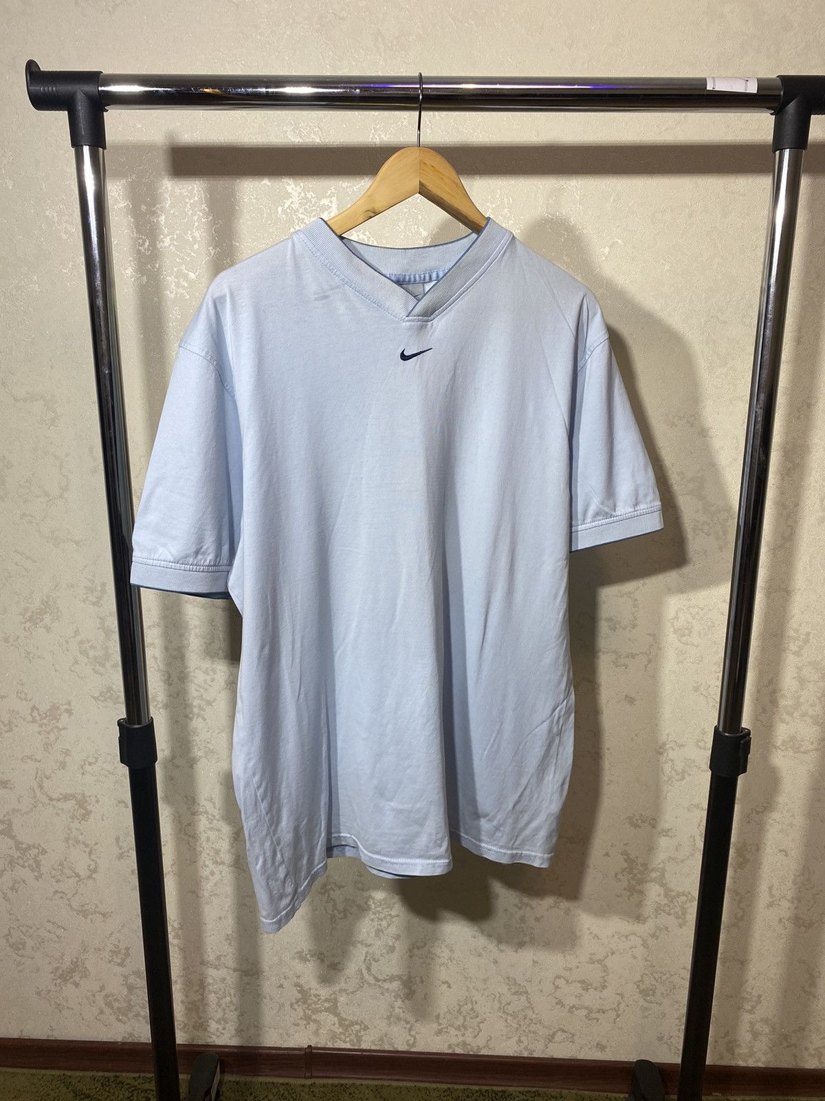 Nike × Vintage NIKE VINTAGE CENTRE SWOOSH BABY BLUE TEE Size US XL / EU 56 / 4 - 1 Thumbnail