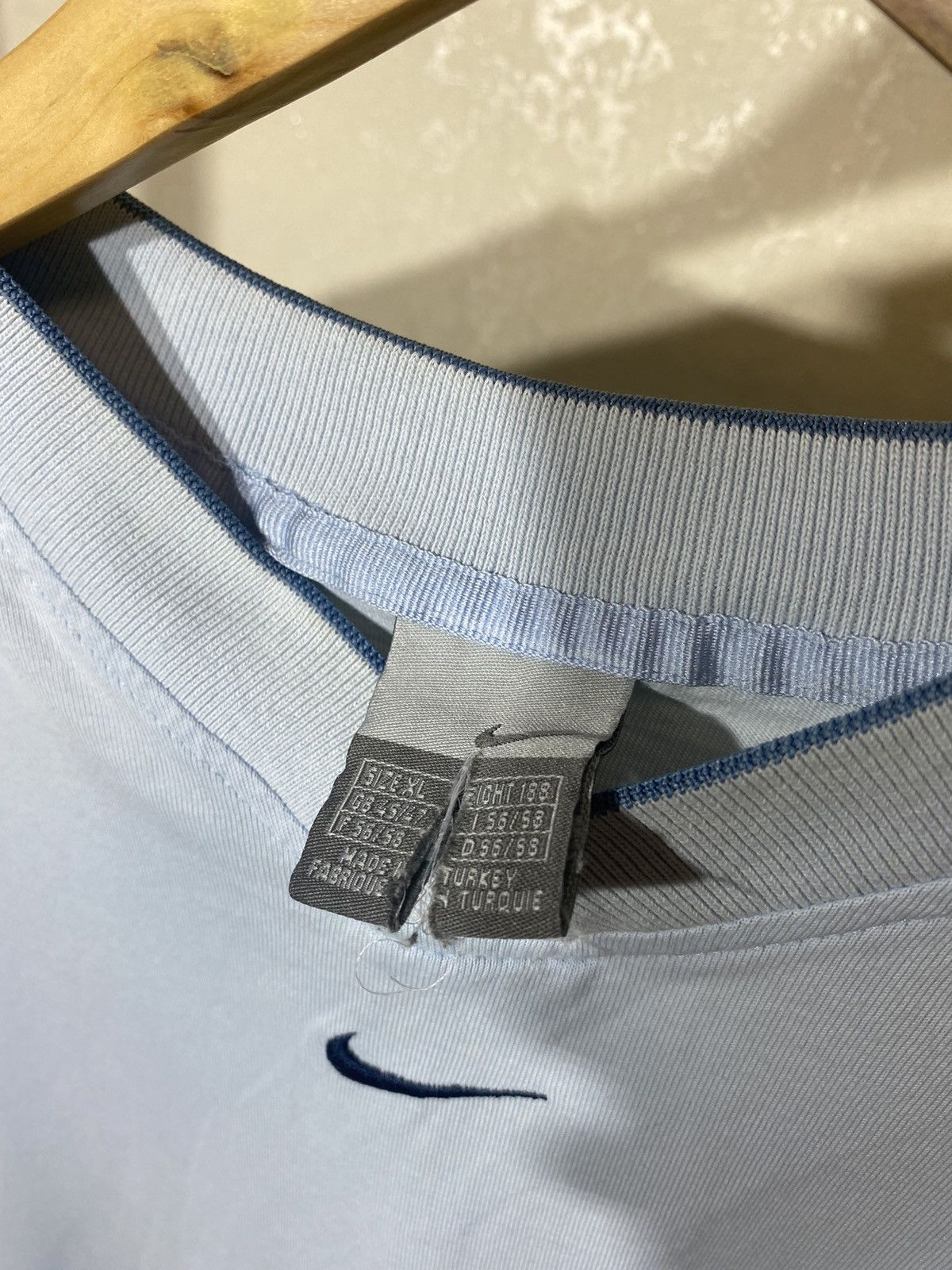 Nike × Vintage NIKE VINTAGE CENTRE SWOOSH BABY BLUE TEE Size US XL / EU 56 / 4 - 2 Thumbnail