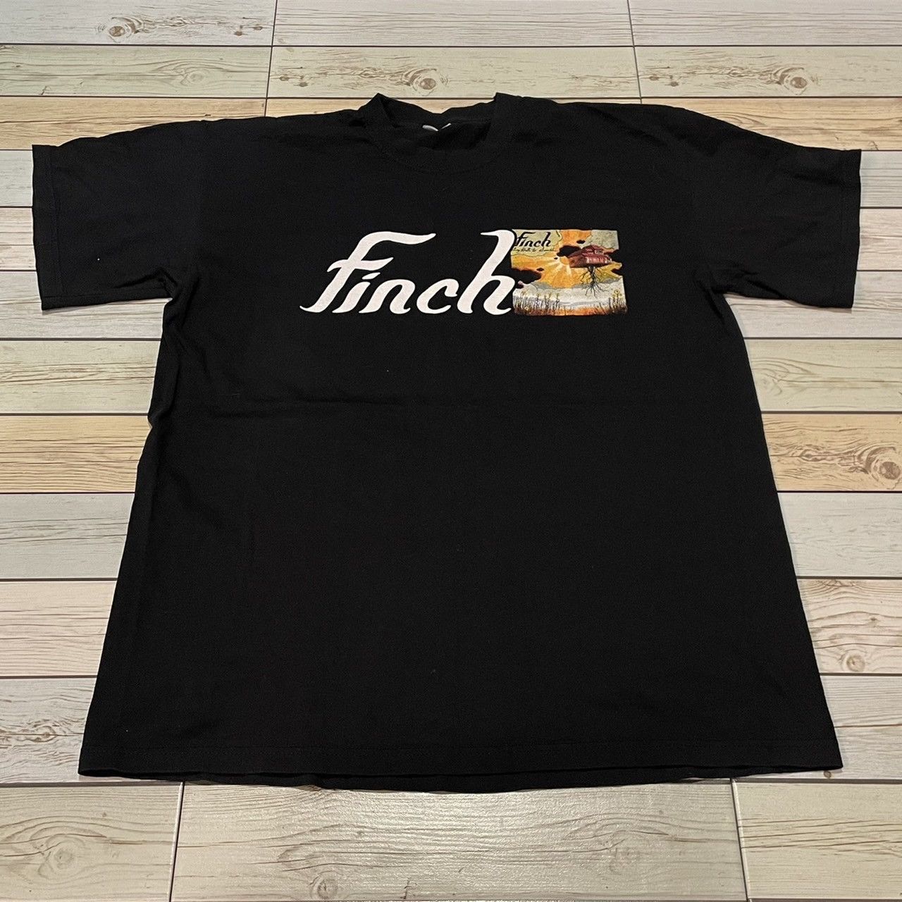 Vintage Finch Shirt Band Tee Drive Thru Records 2002 Emo Screamo Large top Black