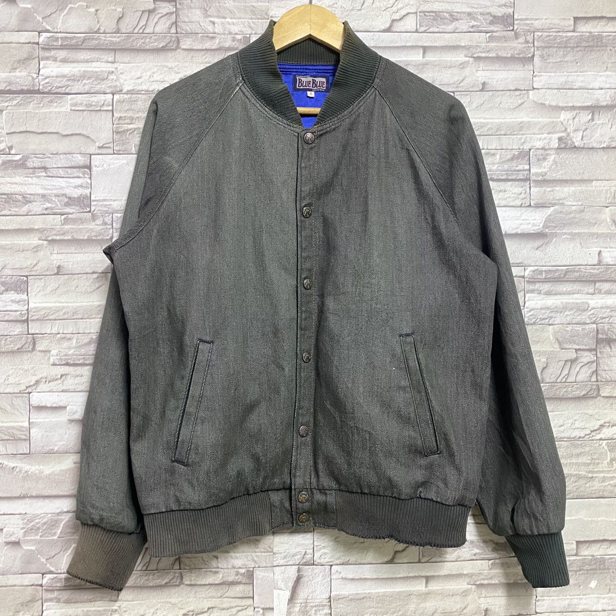 Blue Blue Japan Vintage BLUE BLUE Denim Varsity Jacket Size US L / EU 52-54 / 3 - 3 Thumbnail