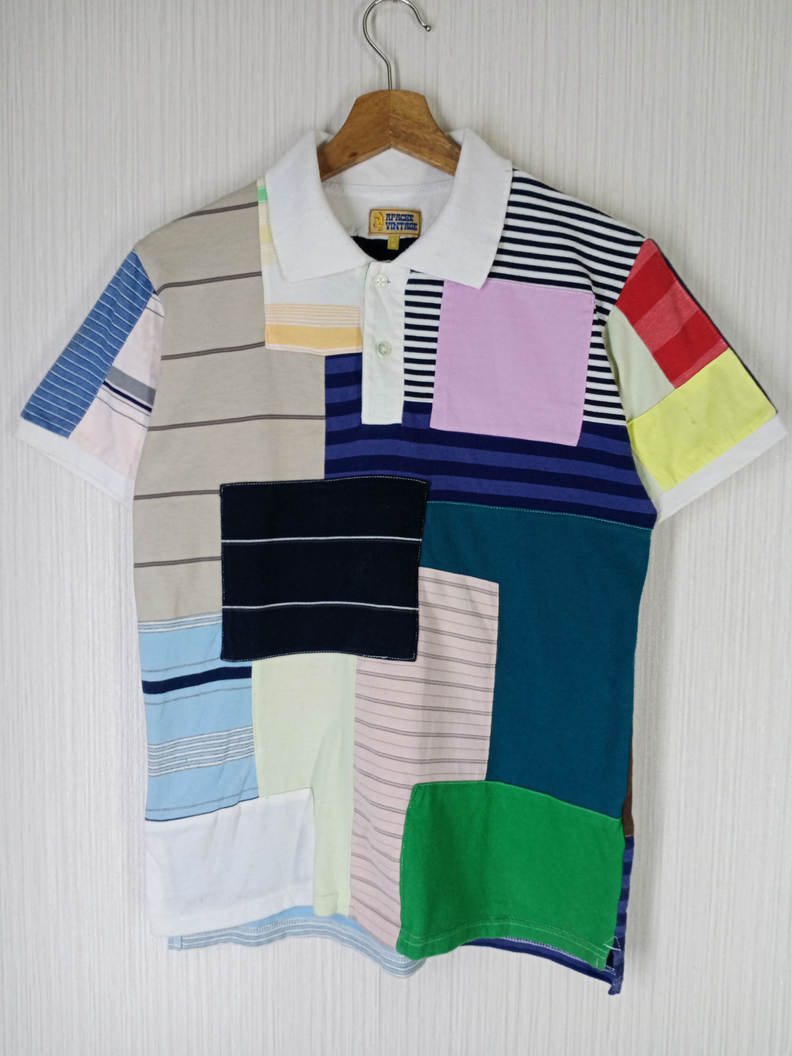 Japanese Brand × Vintage Rare Vintage Apache Pacthwork Polo Shirt Size US M / EU 48-50 / 2 - 1 Thumbnail
