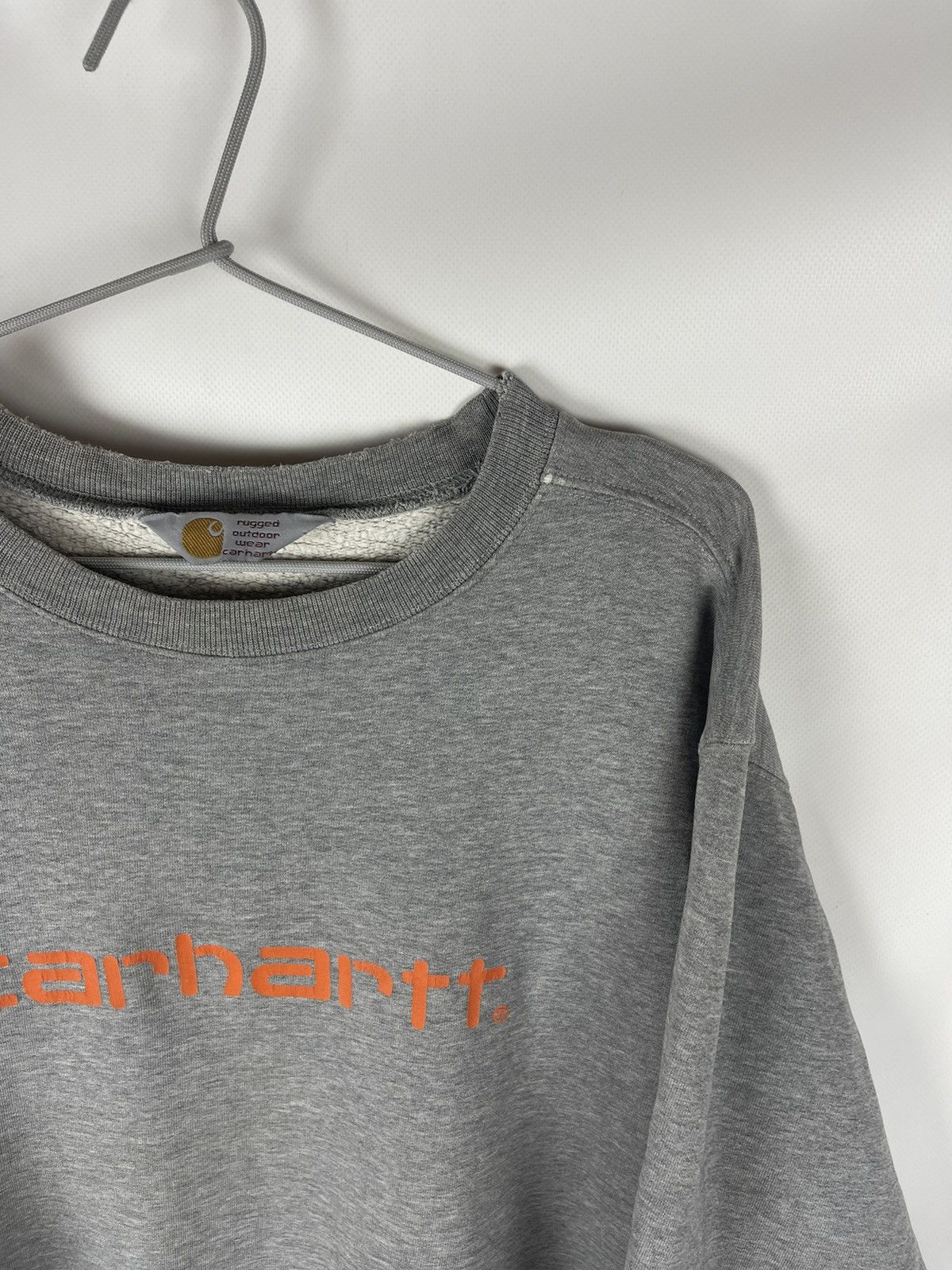 Carhartt × Vintage Carhartt vintage 90s trashed used grey big logo sweatshirt Size US M / EU 48-50 / 2 - 4 Thumbnail