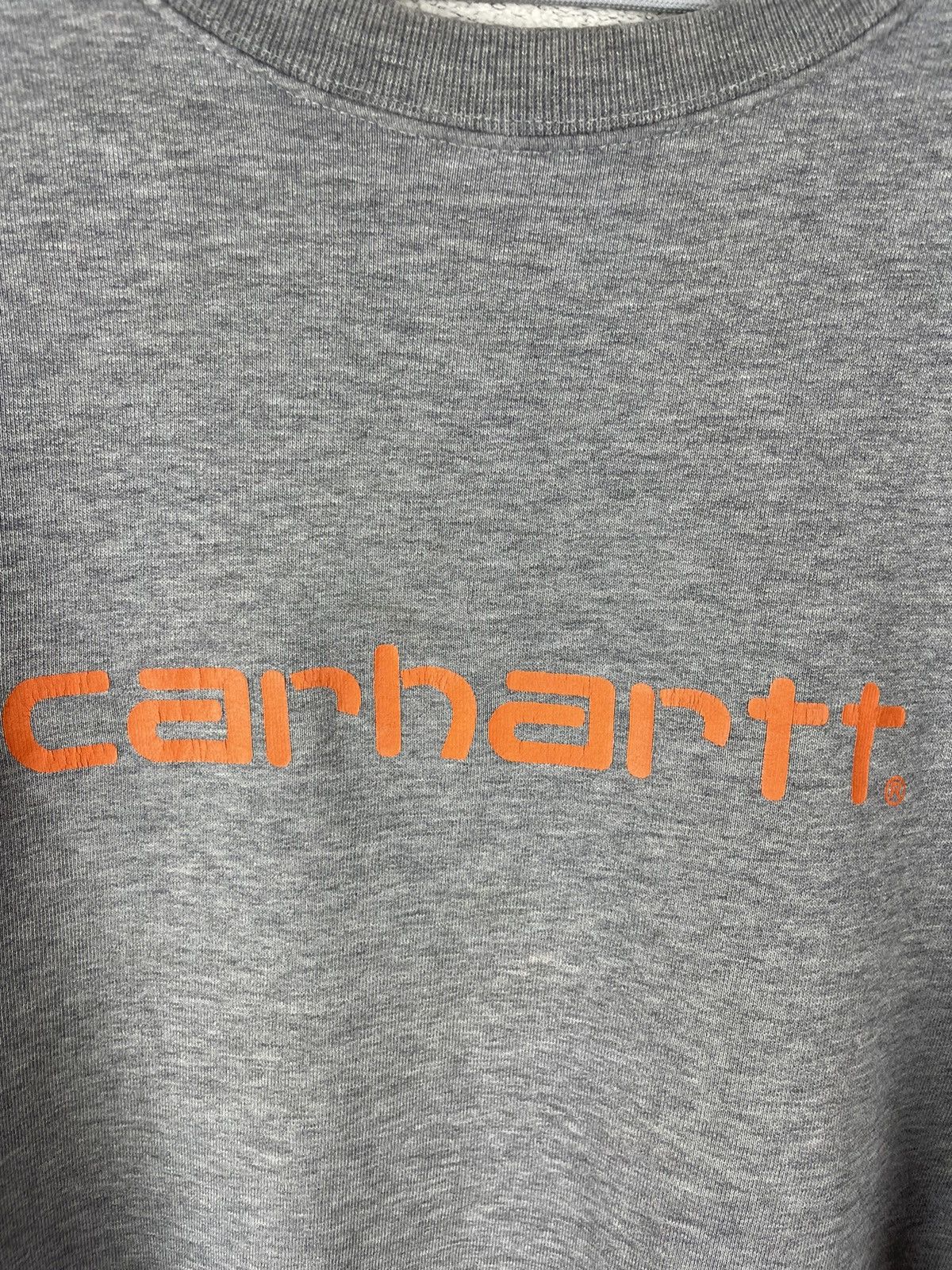 Carhartt × Vintage Carhartt vintage 90s trashed used grey big logo sweatshirt Size US M / EU 48-50 / 2 - 7 Thumbnail