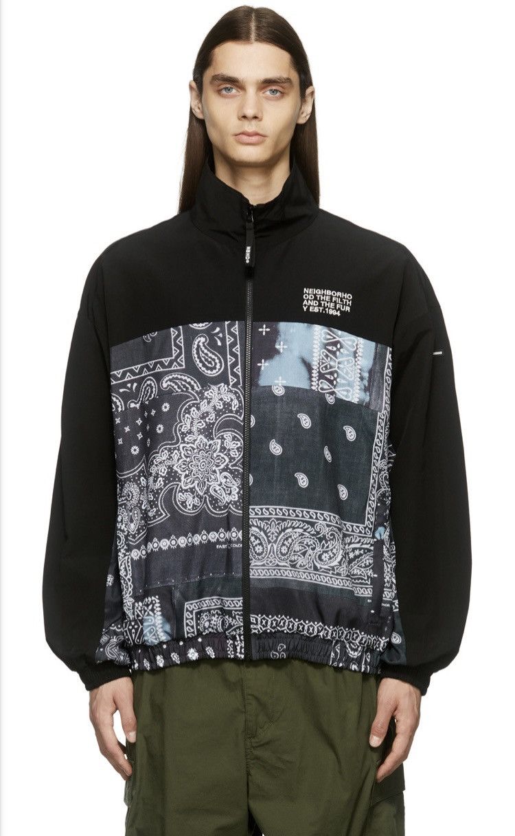 Neighborhood Neighborhood Black Bandana Chopped Track Jacket Oversized |  Grailed