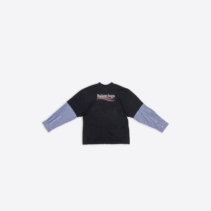 Balenciaga MEN'S POLITICAL CAMPAIGN LAYERED T-SHIRT IN BLACK