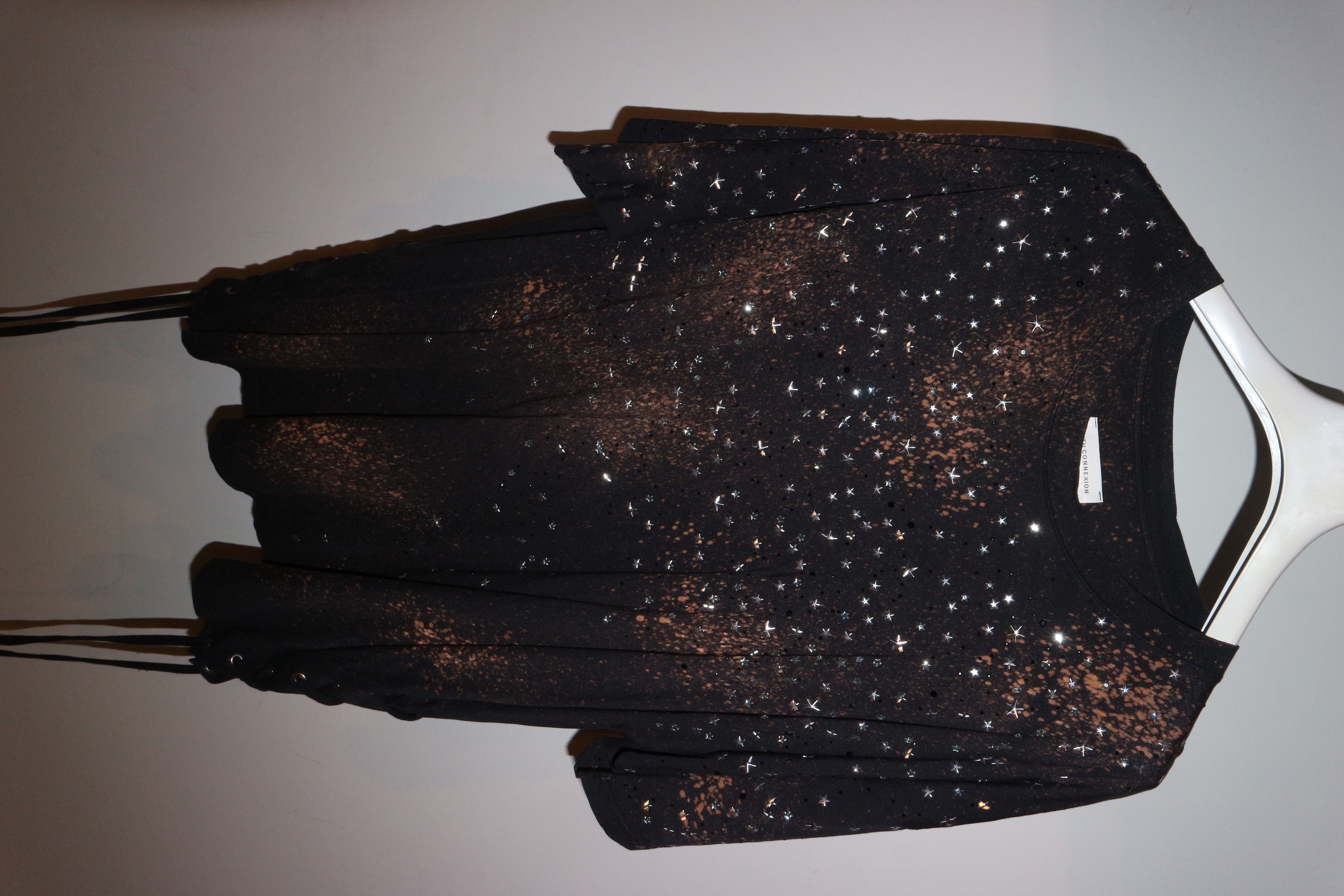 image of Faith Connexion Embellished Stars Laced T-Shirt in Black, Men's (Size XL)