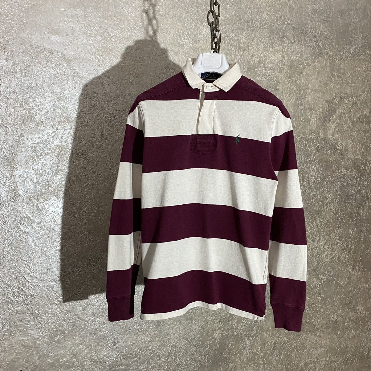 Polo Ralph Lauren × Vintage VTG 90s Ralph Lauren polo stripped rugby long sleeve Small Size US S / EU 44-46 / 1 - 19 Thumbnail