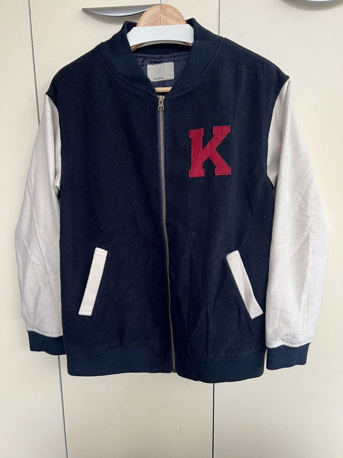 Vintage Olive des Olive Varsity Jacket