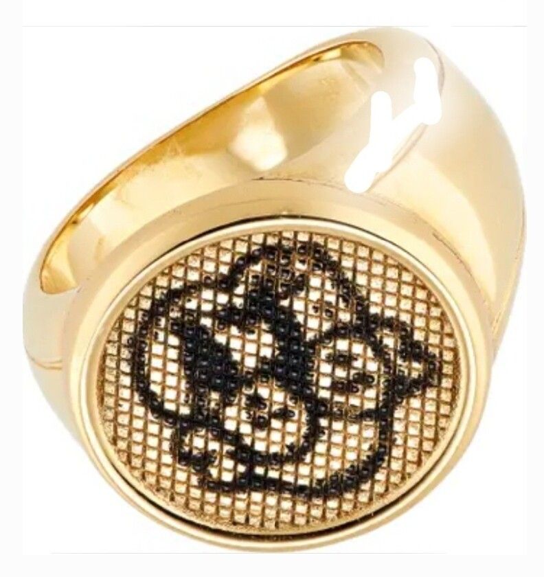 Pre-owned Givenchy Chito "pup" Signet Ring Nwt In Gold/black
