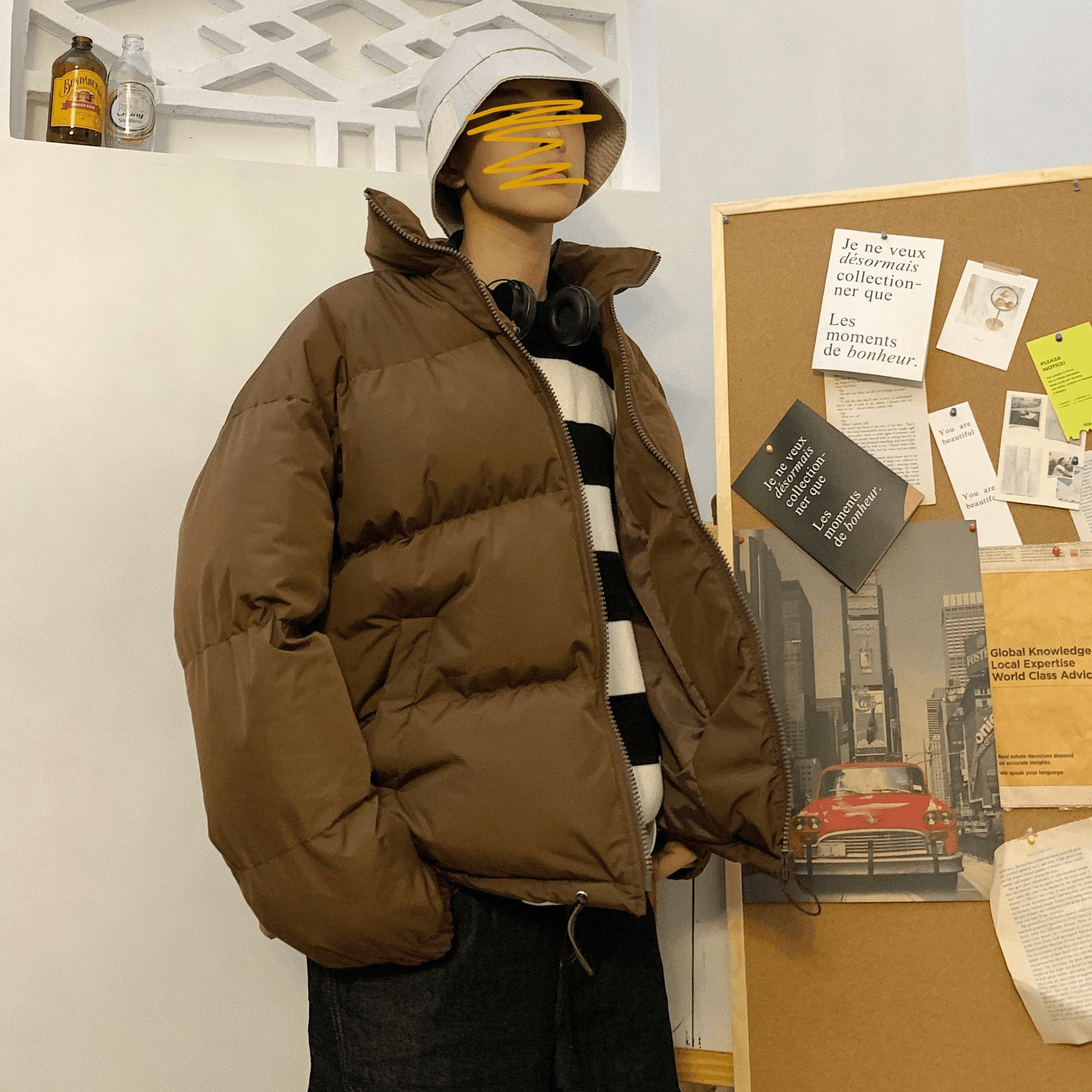 Japanese Brand × Vintage Oversized simple puffer jacket with full zip (Brown) Size US XL / EU 56 / 4 - 3 Thumbnail